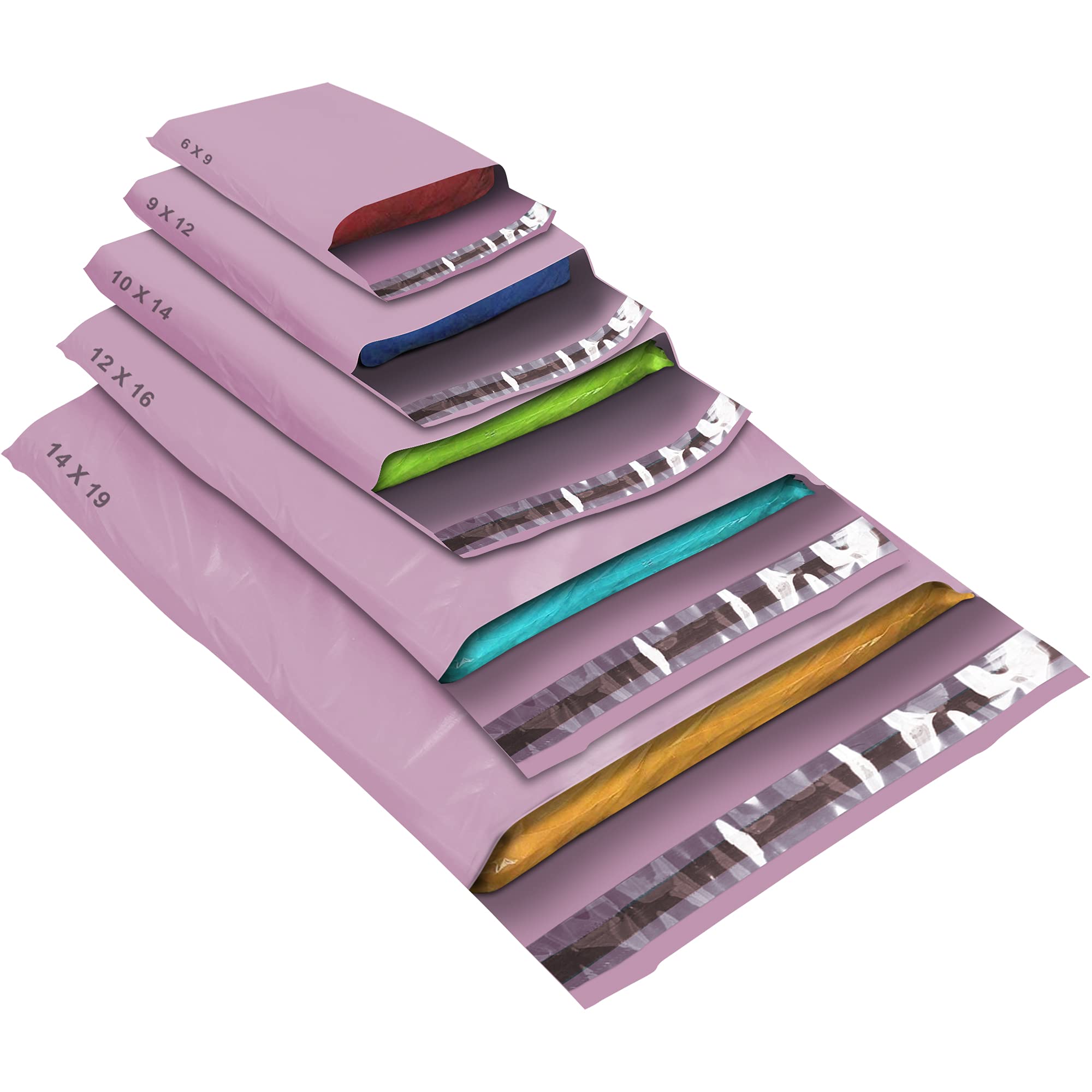 YUNJU 50 Pack Mixed Size Poly Mailer Bags - Strong Waterproof Self-Seal for Mailing & Packaging 1