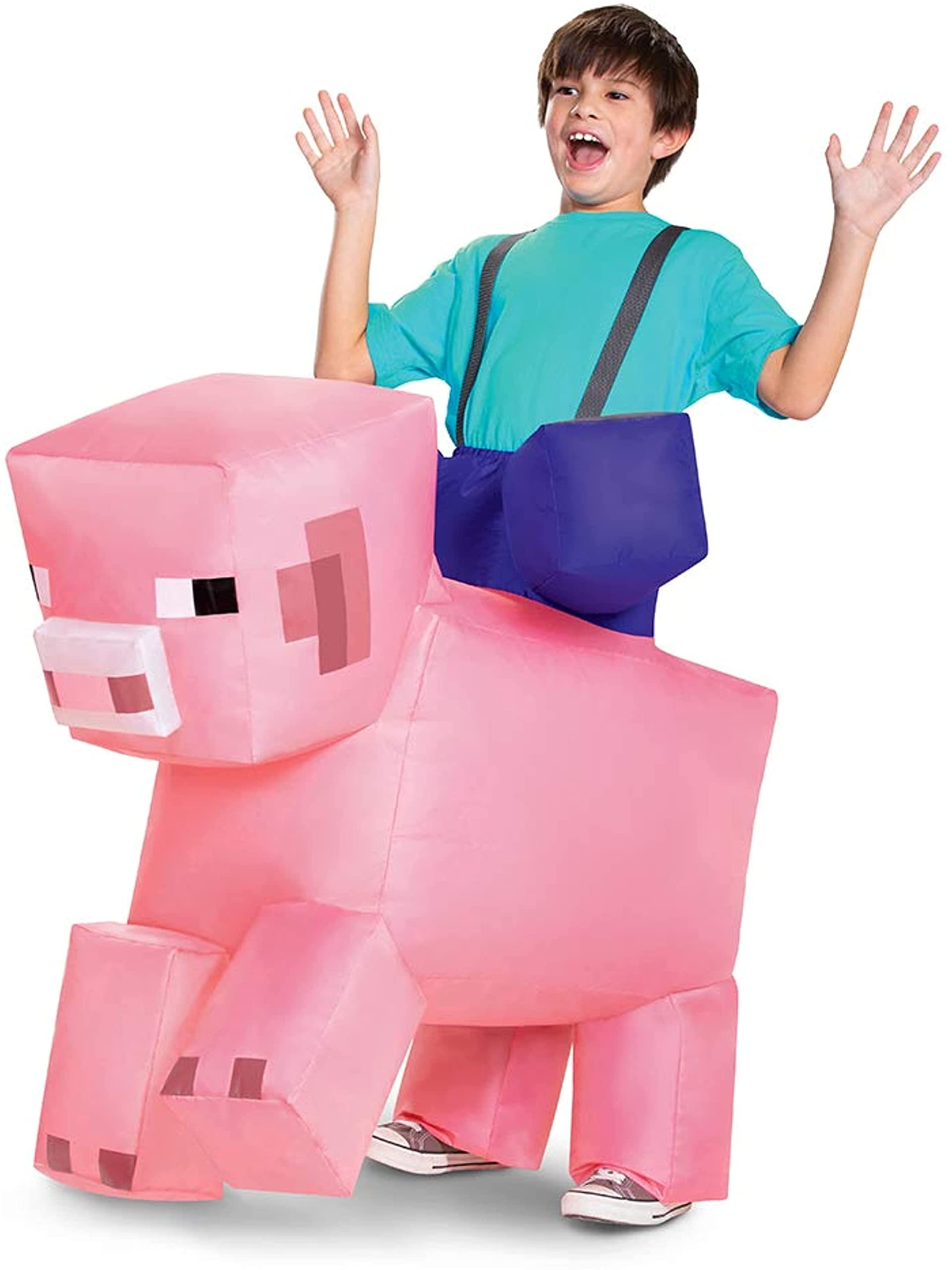 Disguise Pig Ride-On Inflatable Costume - Kids Fancy Dress for Minecraft Fans 1