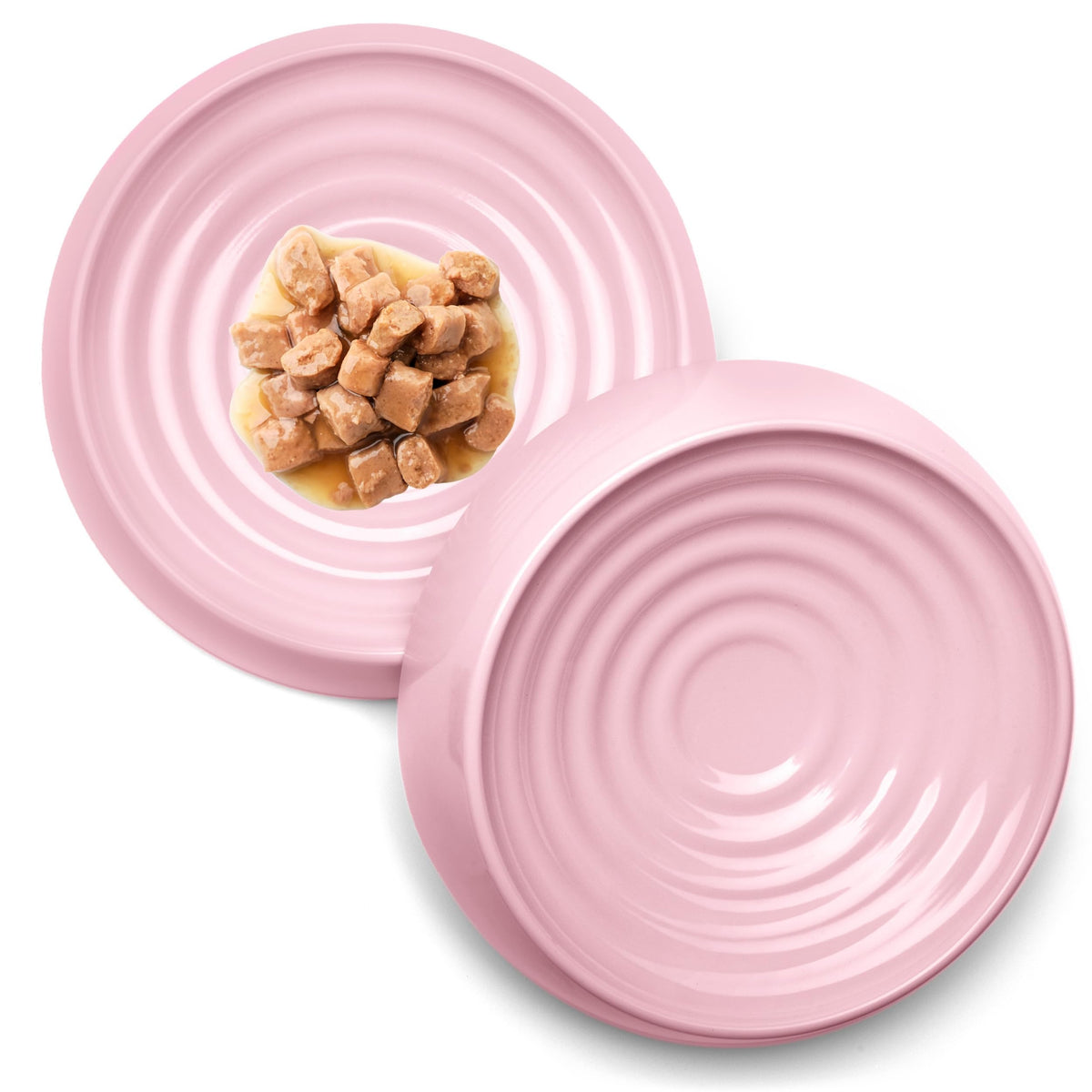 CatGuru Cat Bowls - Whisker Friendly, Non-Slip, Set of Two | Pink Melamine