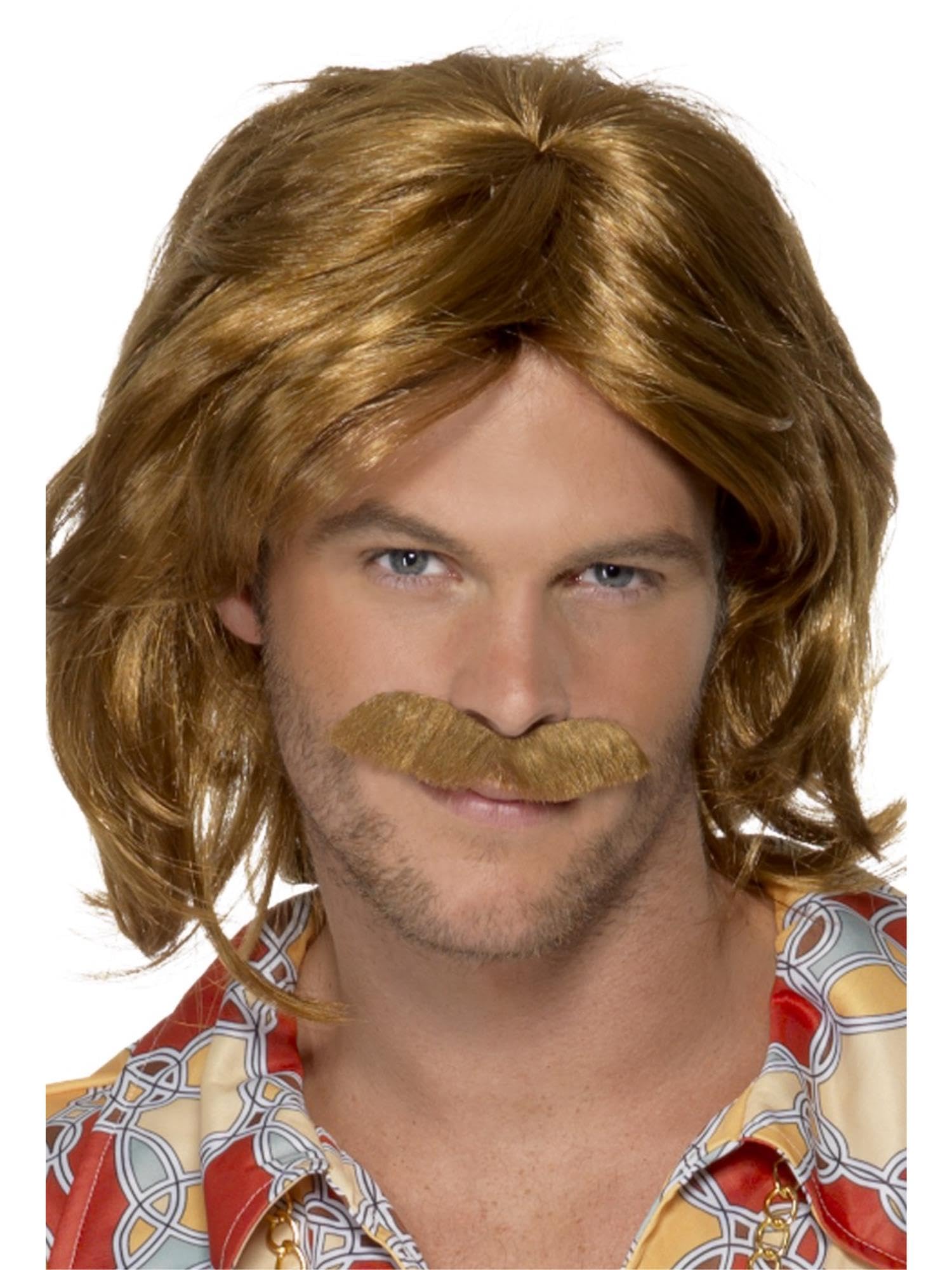 Smiffys 70s Super Trouper Wig and Moustache - Brown 3