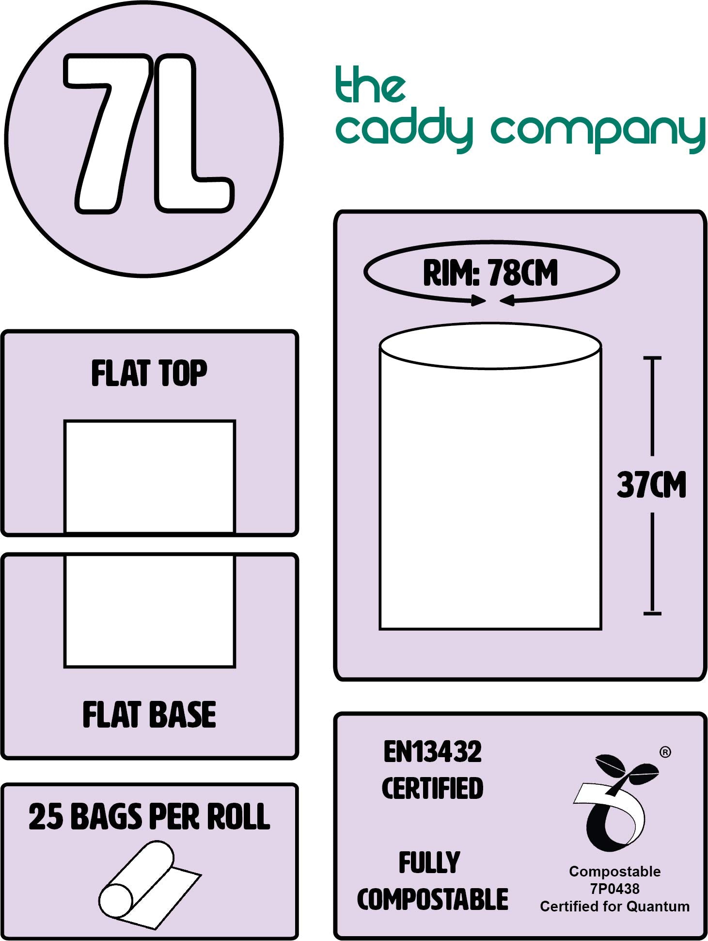 The Caddy Company 7 Litre Compostable Bin Liners - 150 Bags Total | Biodegradable & Certified 2