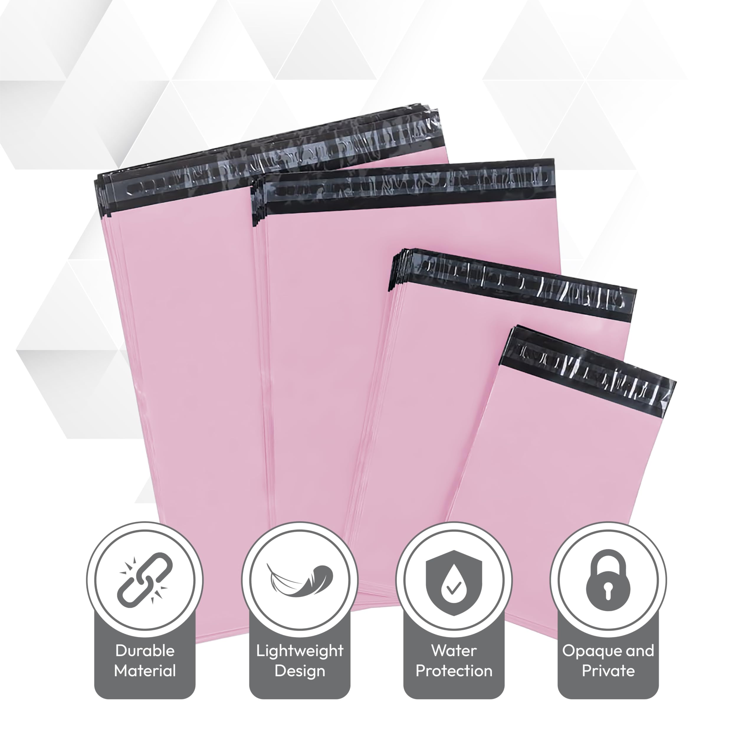 delka Polyethylene Mailers - 60 Pack Pink Self-Sealing Bags | Water-Resistant | 100x60x3mm 4