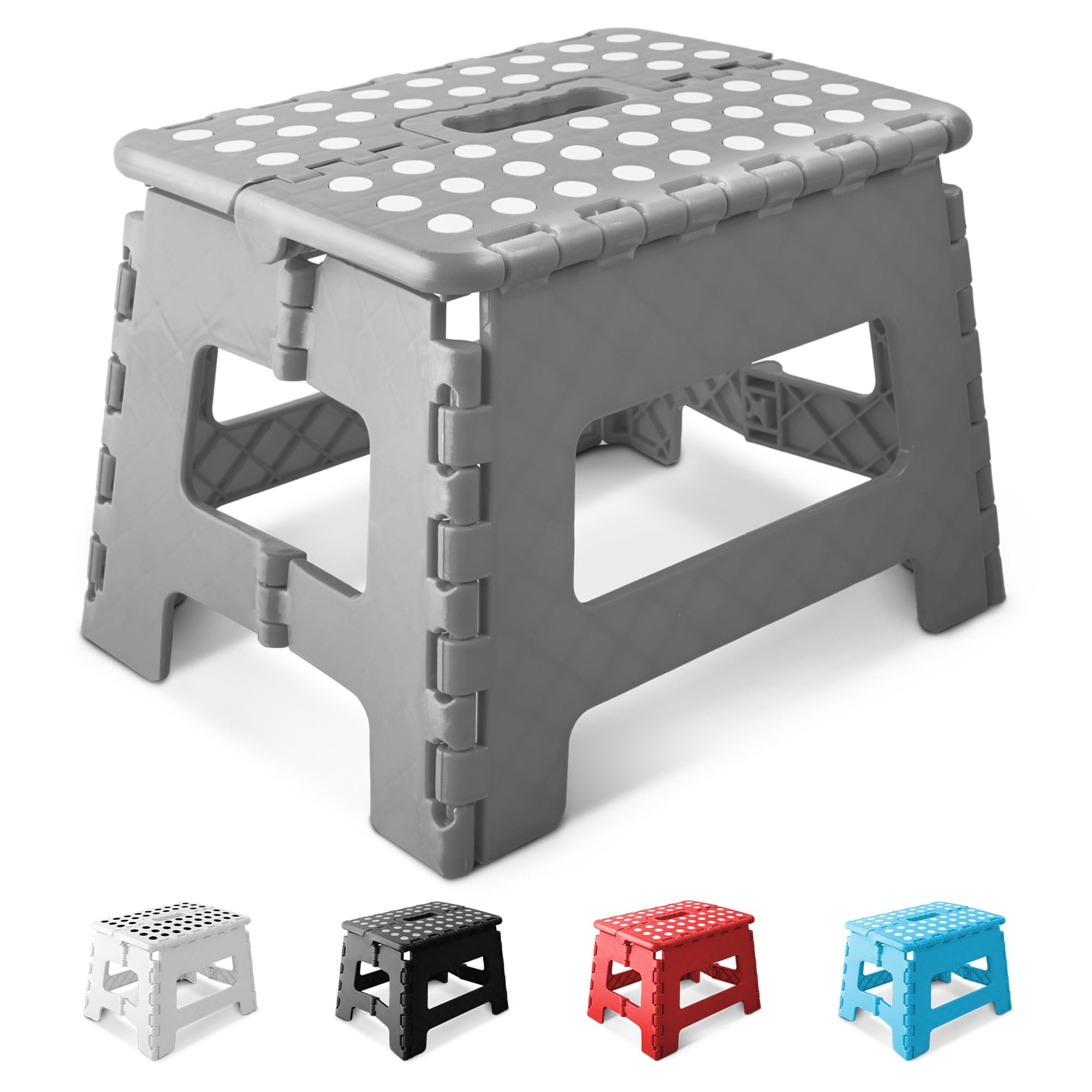 KEPLIN 9 Inch Heavy Duty Folding Step Stool | Plastic | Supports up to 150kg | Grey