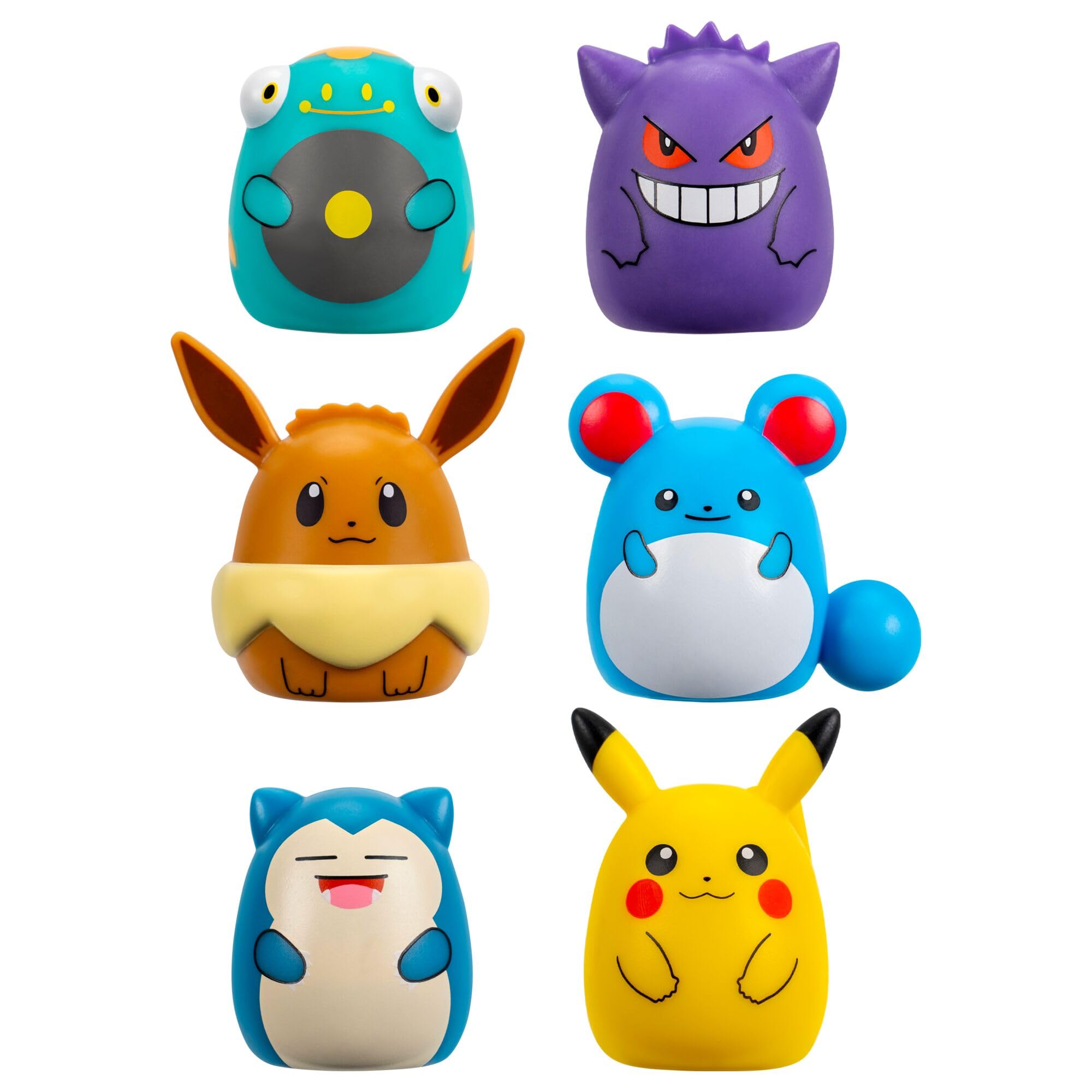 Squish-a-longs Pokémon Mini-Squish 6-Pack (Pikachu, Gengar, Snorlax, Eevee) | Plastic Collectibles | Age 6+ 3