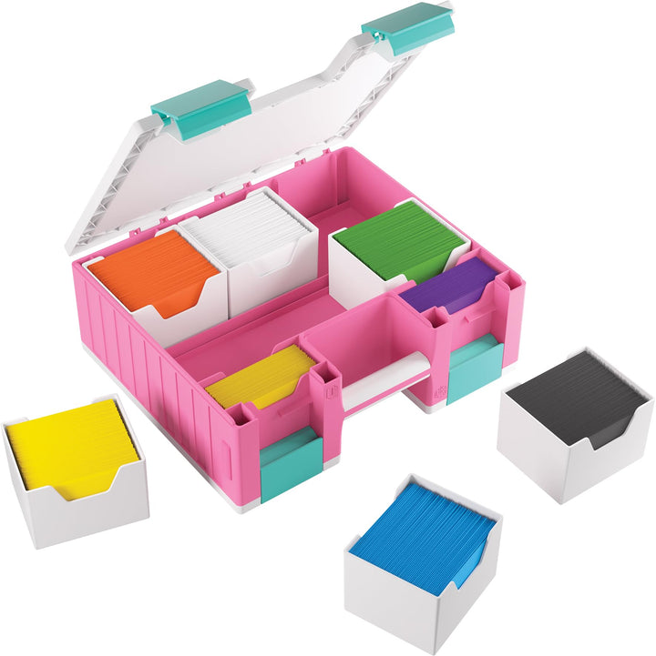 Gamegenic Game Castle Pink/White/Teal Board Game Storage Case