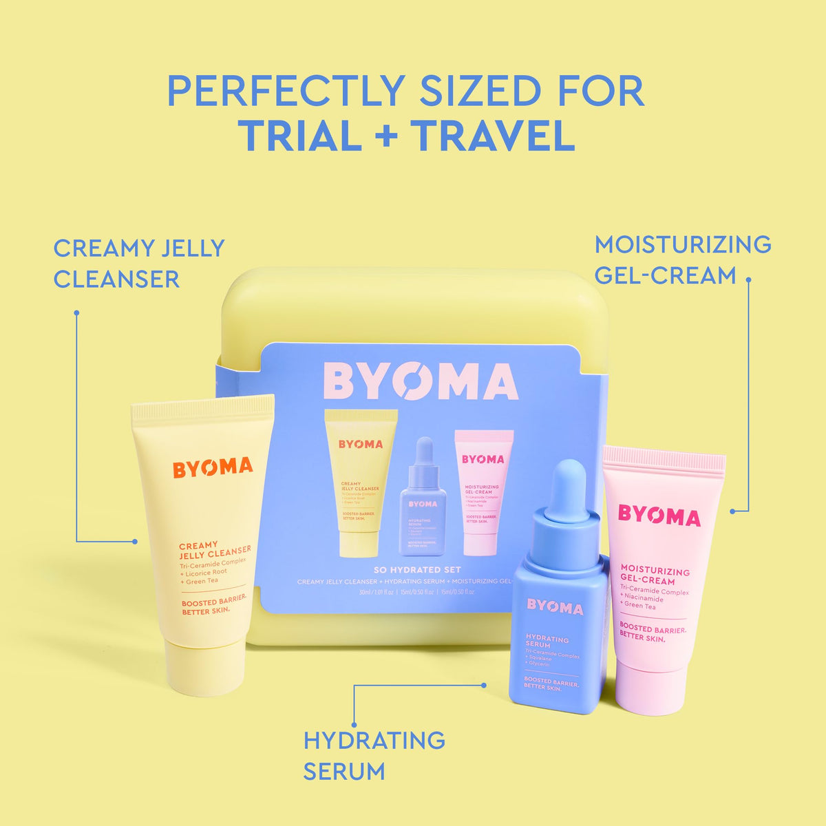 BYOMA So Hydrated Set - Barrier Repair Skincare Set (30ml, 15ml, 15ml)