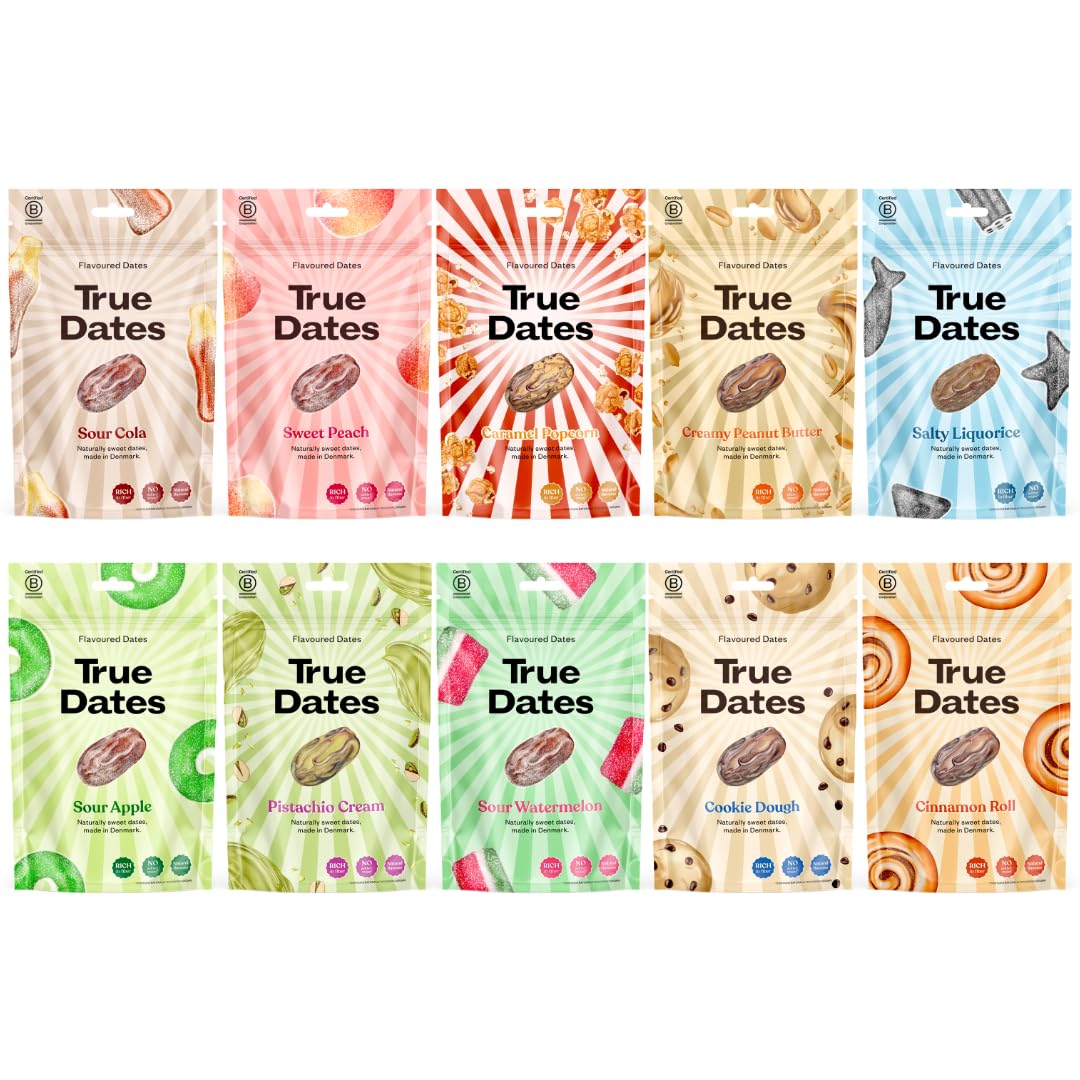 True Gum Candy Coated Dates - 10 Varieties, 10 x 100g Packs 1