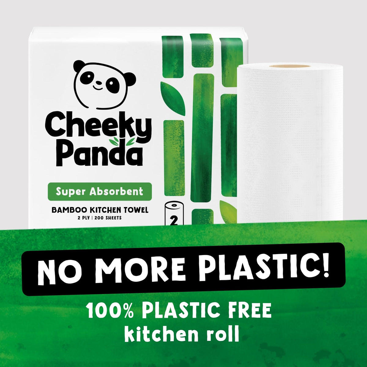The Cheeky Panda Bamboo Kitchen Roll - 2 Rolls, 200 Sheets