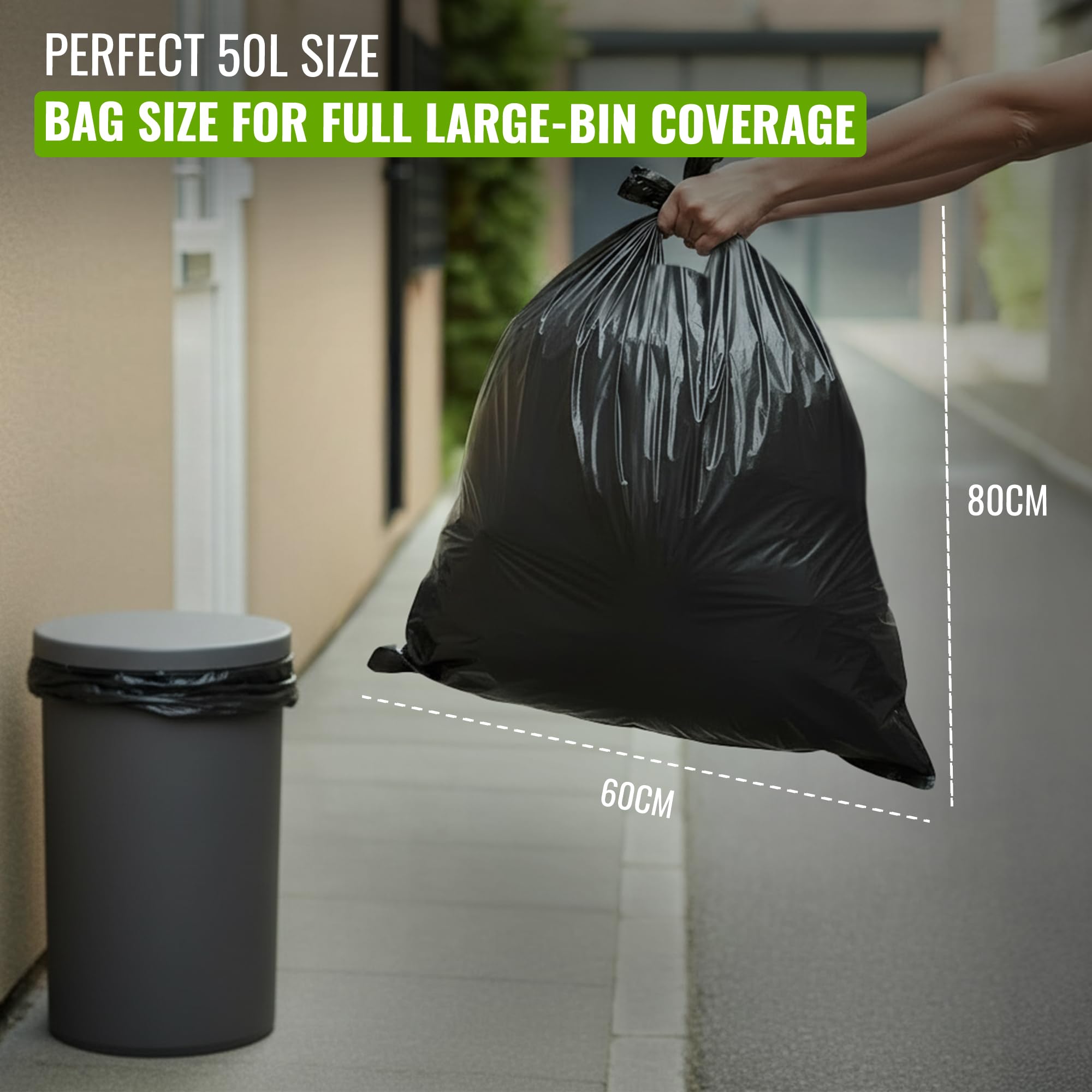 EcoBag 50L Heavy Duty Refuse Sacks - 50 Pack | 33 Micron | Recyclable 7