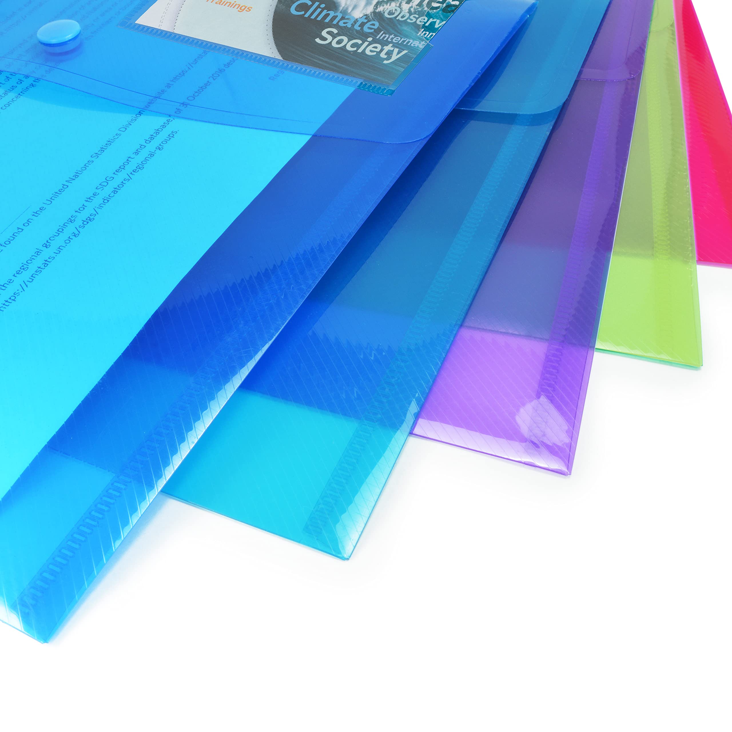 RAPESCO 1681 A4 ID Popper Wallets - Assorted Bright Transparent Colours, Pack of 10 5