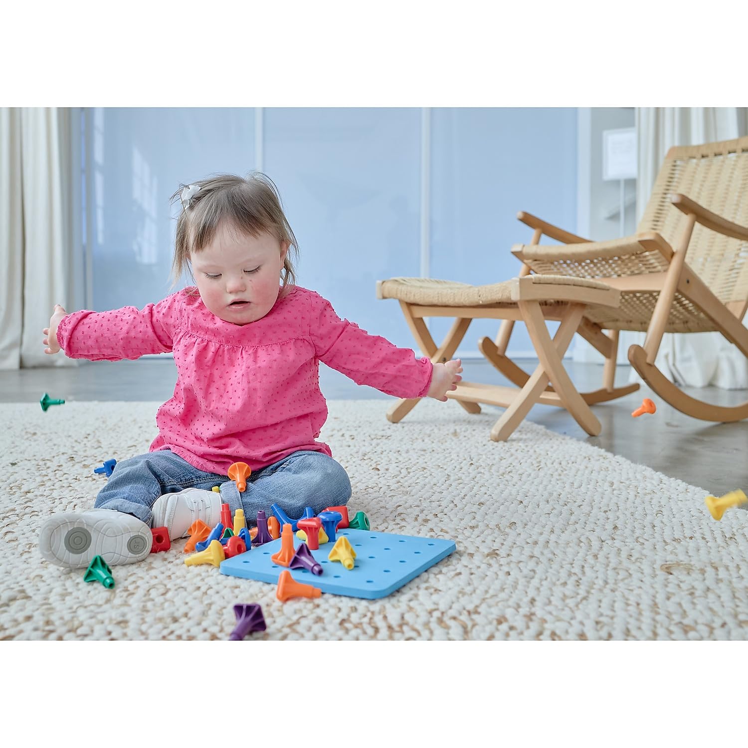 EDX Education Giant Geo Pegs and Board Set - Educational Sorting & Stacking Toy for Toddlers 2