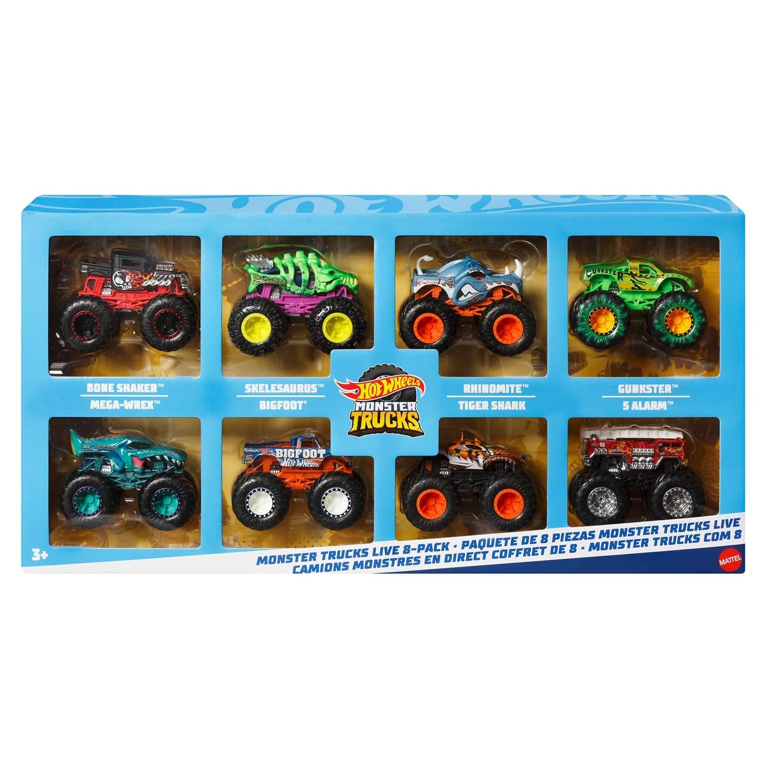 Hot Wheels Monster Trucks Live 8-Pack Set | 1:64 Scale Die-Cast Trucks | Ages 3+