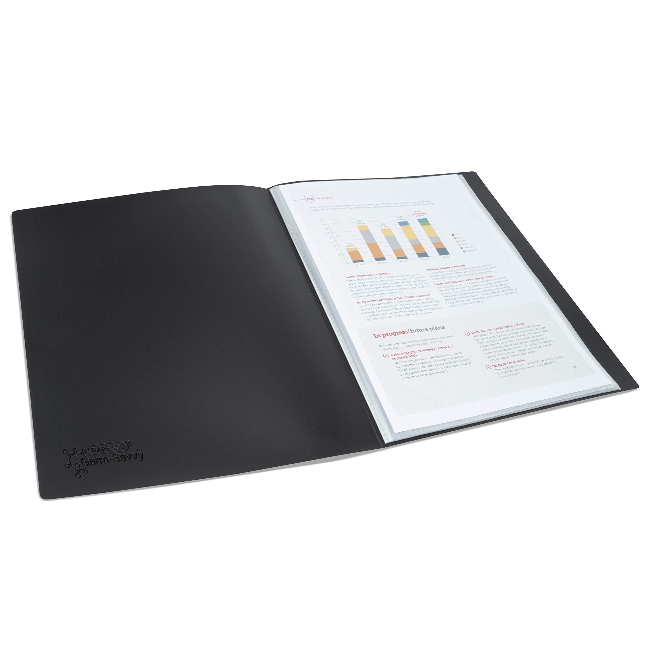 RAPESCO 1642 Presentation Folder with Antibacterial Protection | 10 Pockets | A4 | Black 2