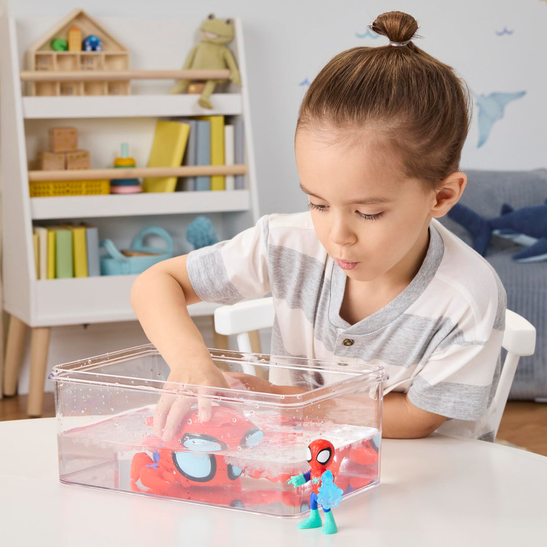 Spidey and His Amazing Friends Water-Webs Spider Crab Submarine Toy - Color-Change Eyes, 3-Inch Vehicle & Action Figure Playset