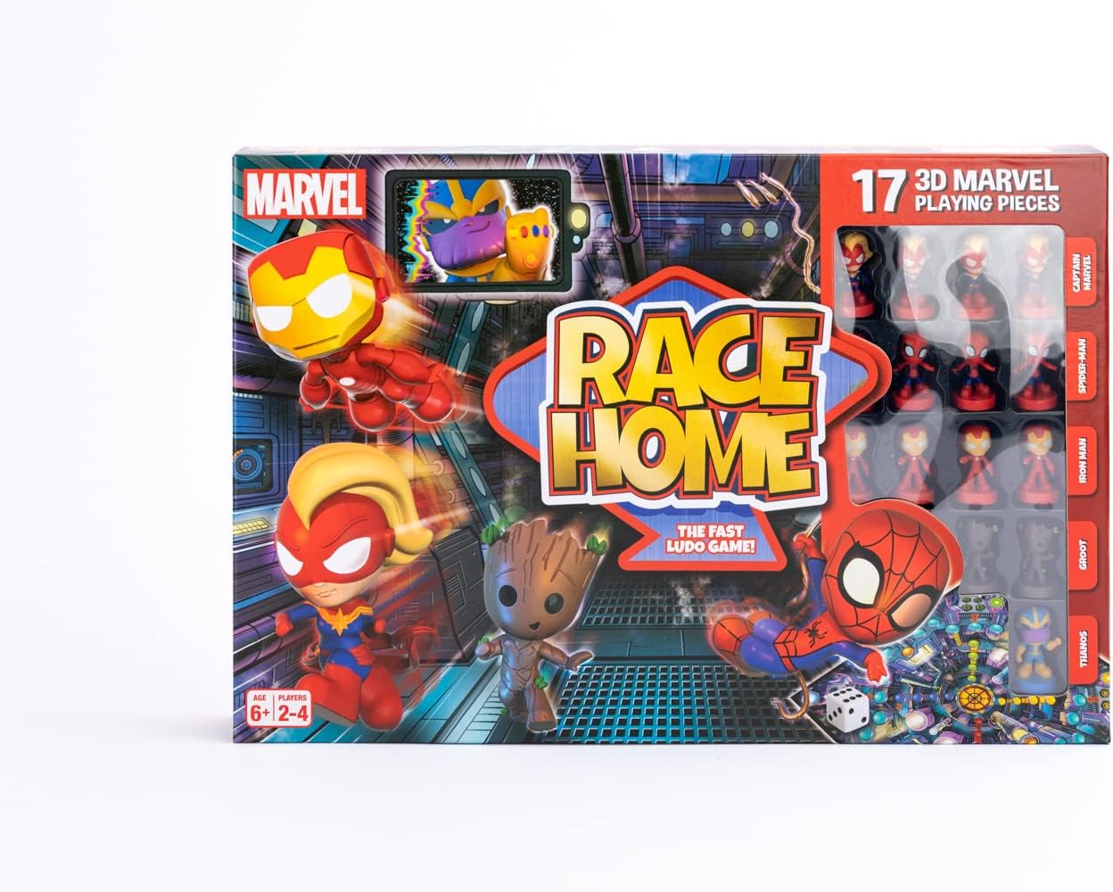 Cartamundi Marvel Race Home Board Game - Fast-Paced Ludo with 3D Miniatures 1