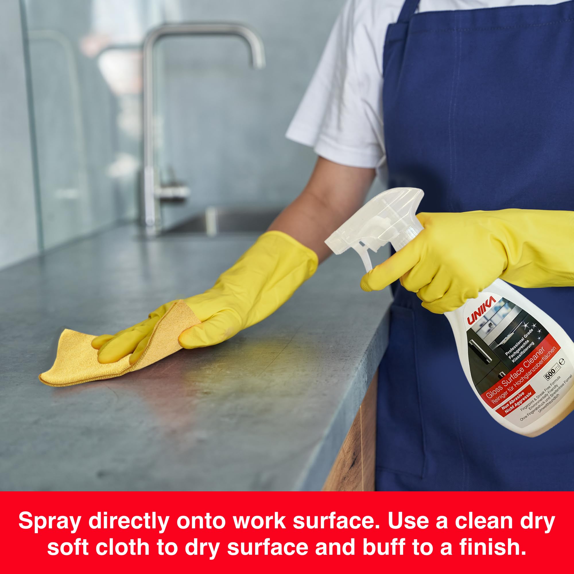 Unika Solid Surface Worktop Cleaner - Non-Abrasive Daily Spray for Composite & Acrylic Surfaces, 500ml