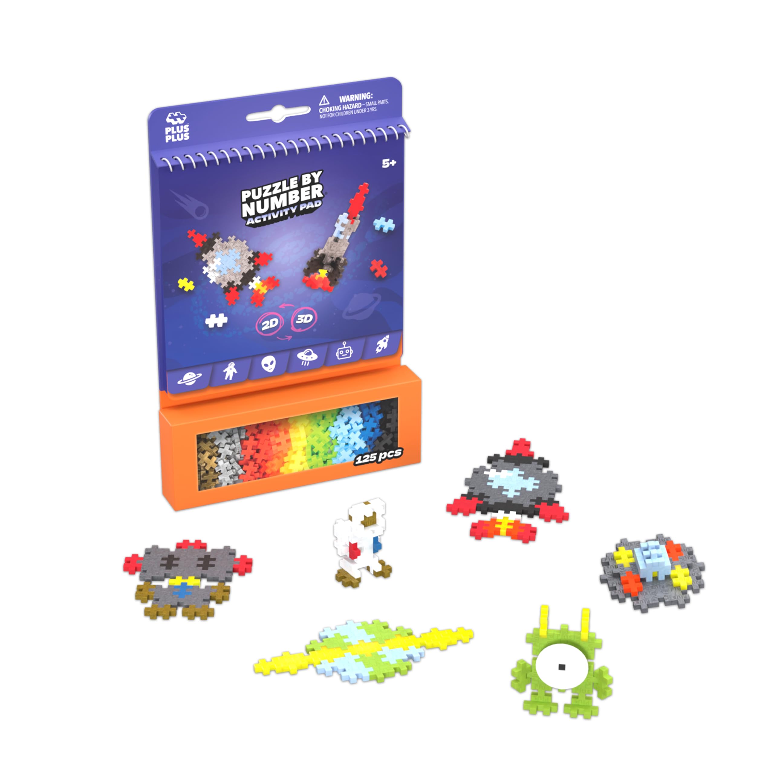 PLUS PLUS Puzzle by Number Activity Pad - 125-Piece Travel Building Set for Kids 5+ 1