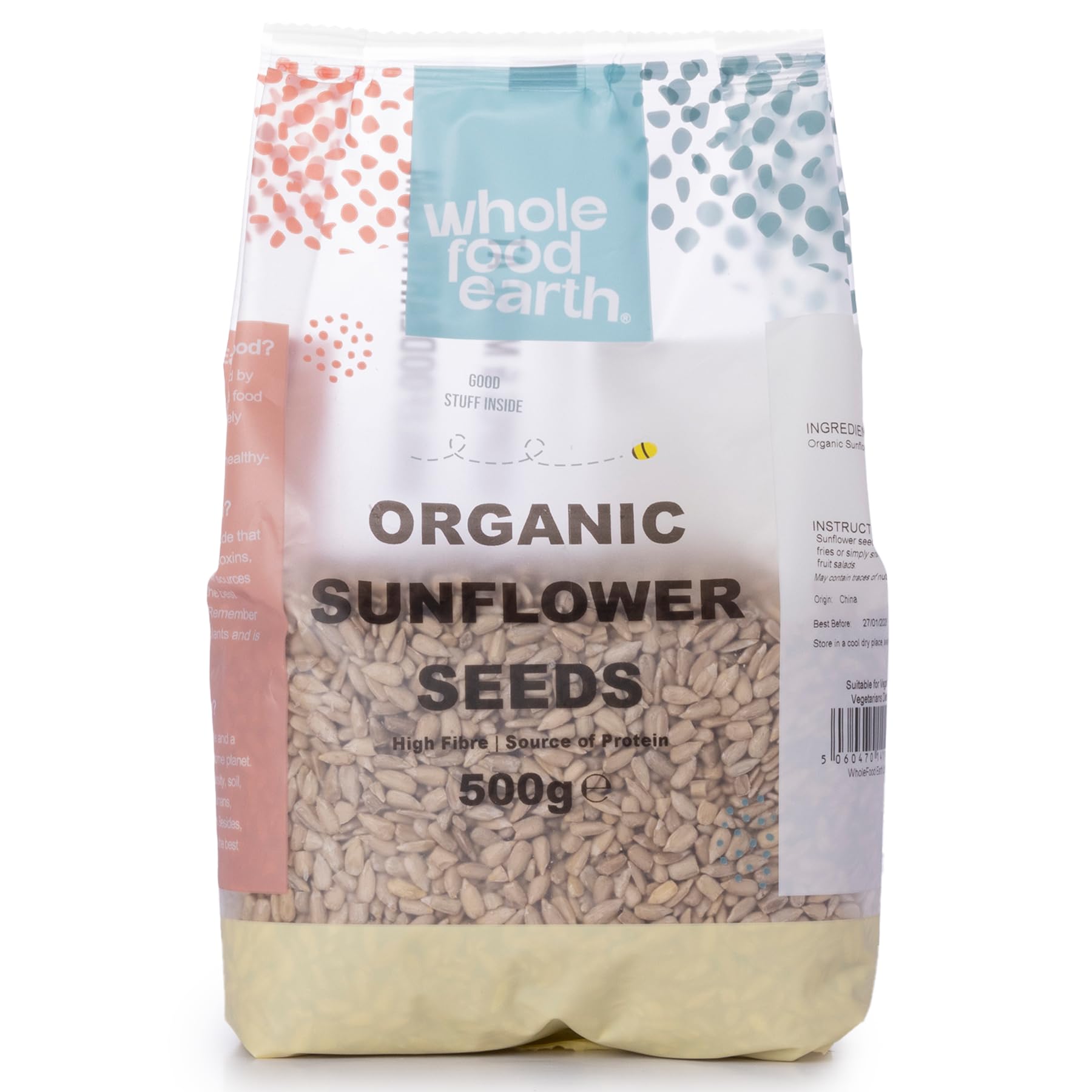 Wholefood Earth Organic Sunflower Seeds - Raw, Protein & Fibre Rich | 500g