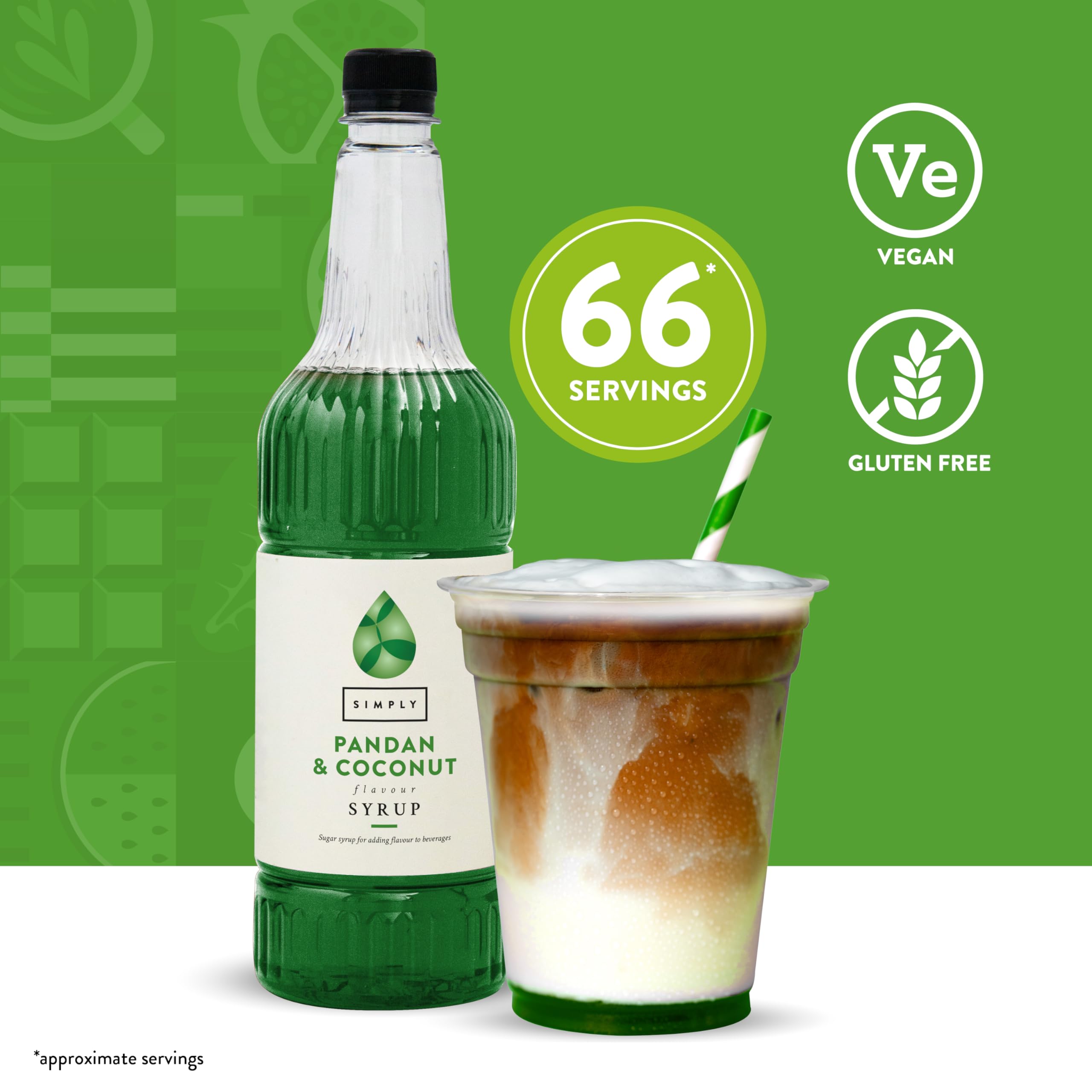 Simply Pandan & Coconut Syrup - Tropical Flavour for Coffee & Cocktails | 1L Liquid