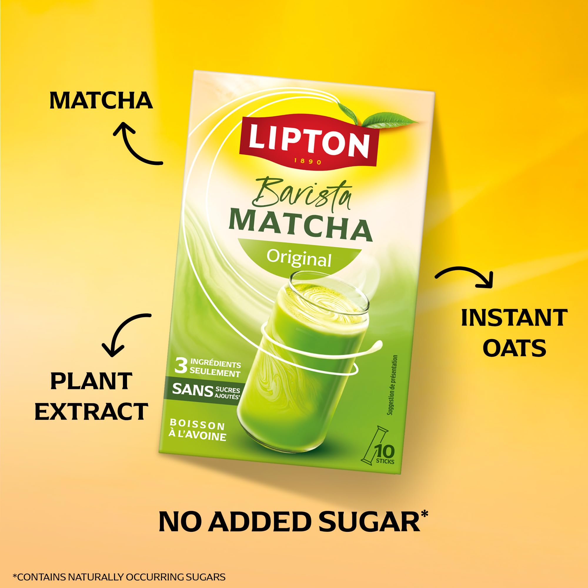 Lipton Barista Matcha Oat Latte - Instant Cafe-Style Drink Mix | 10 Sticks | No Added Sugar 6