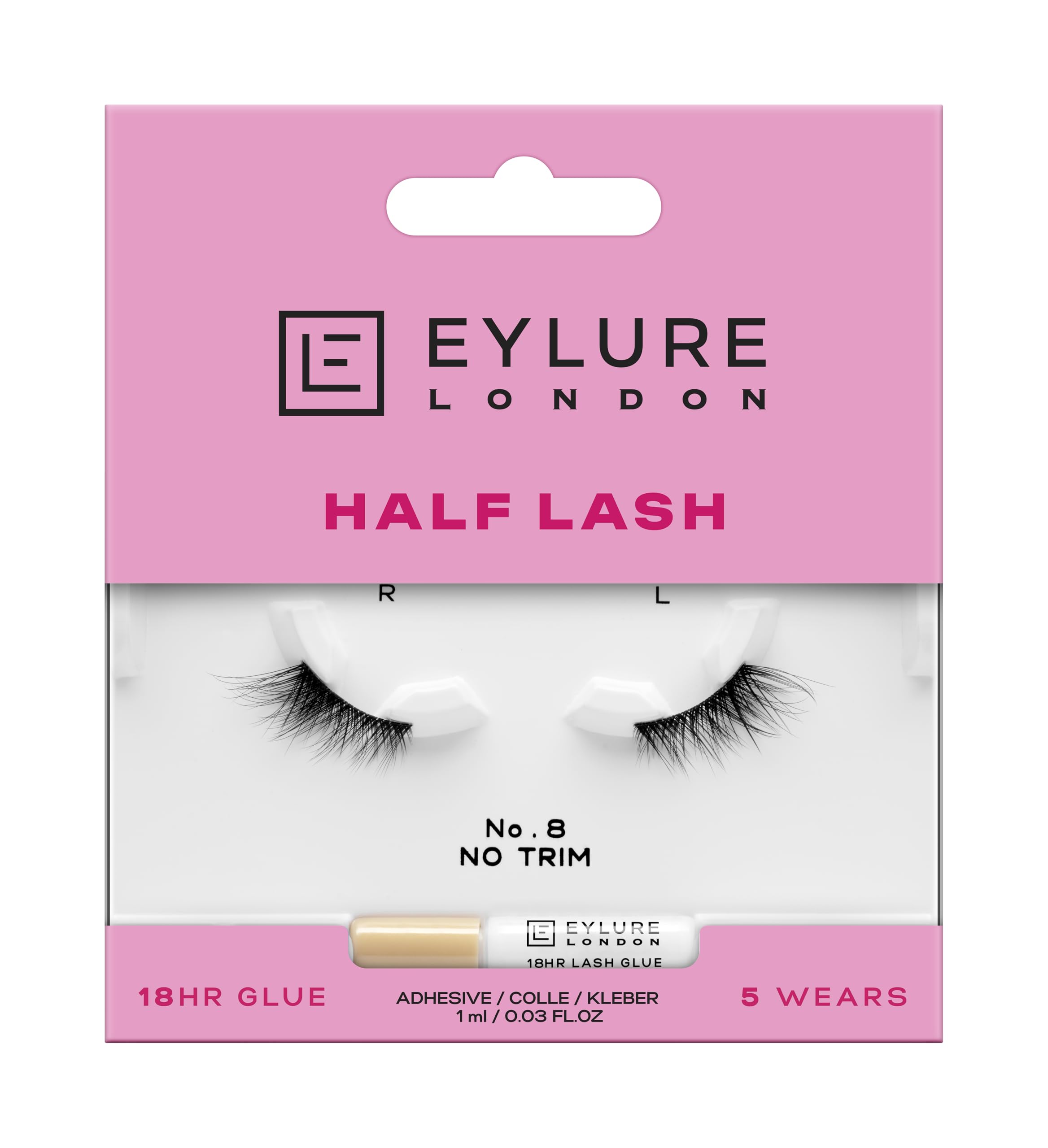 Eylure Half Lash No. 8 - Cat-Eye Effect, Reusable Up to 5 Wears | Synthetic Fiber