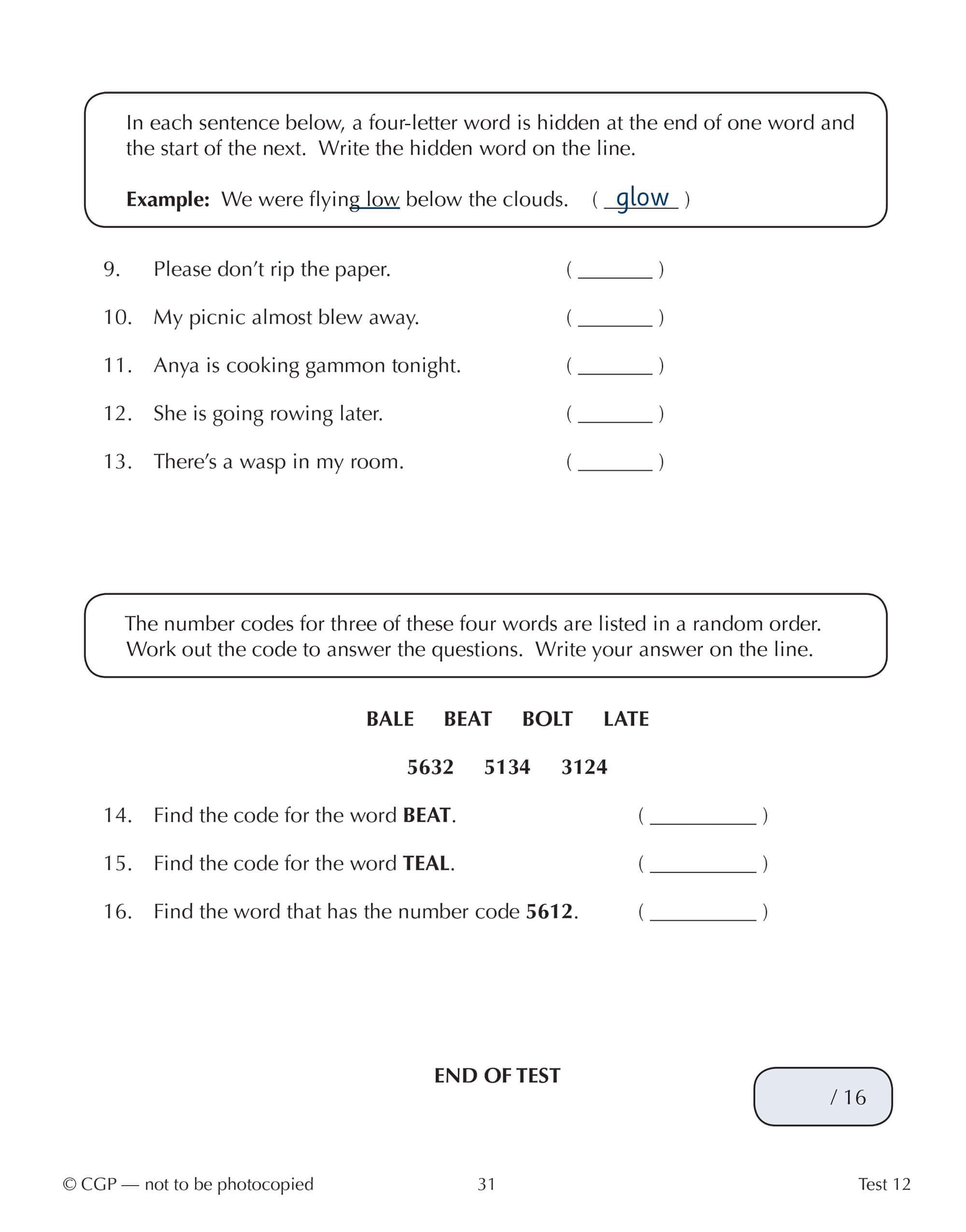 CGP 11+ GL 10-Minute Tests: Verbal Reasoning - Ages 9-10 (with Online Edition) | Paperback | 114 Pages 3