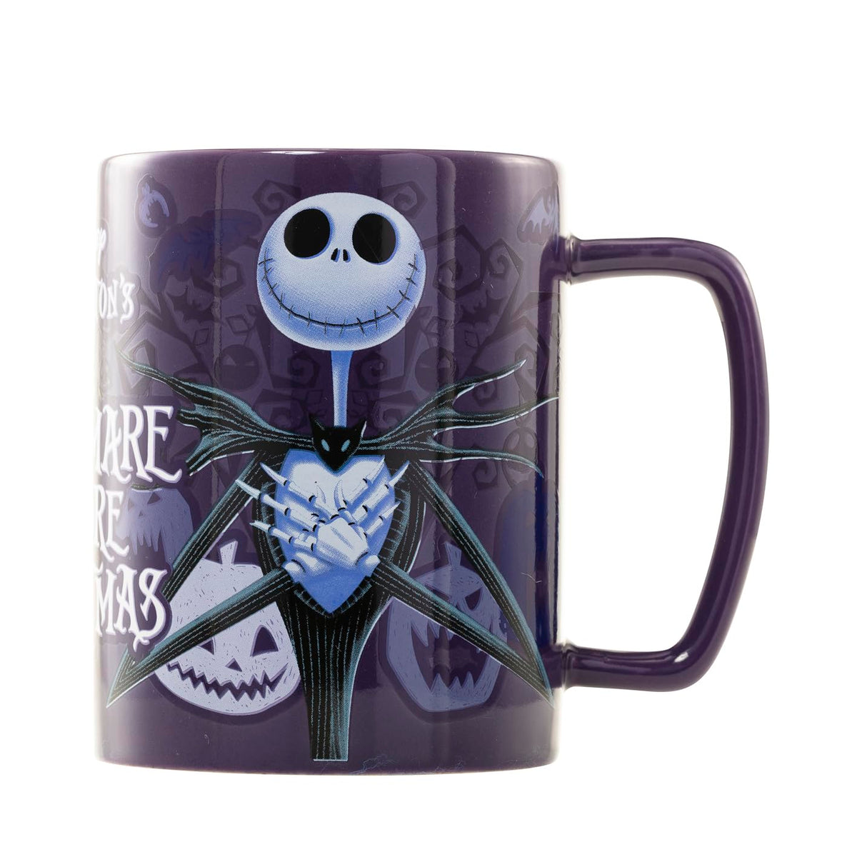 Pyramid International Nightmare Before Christmas Jack Skellington Fuzzy Mug - Ceramic, Microwave Safe, Purple