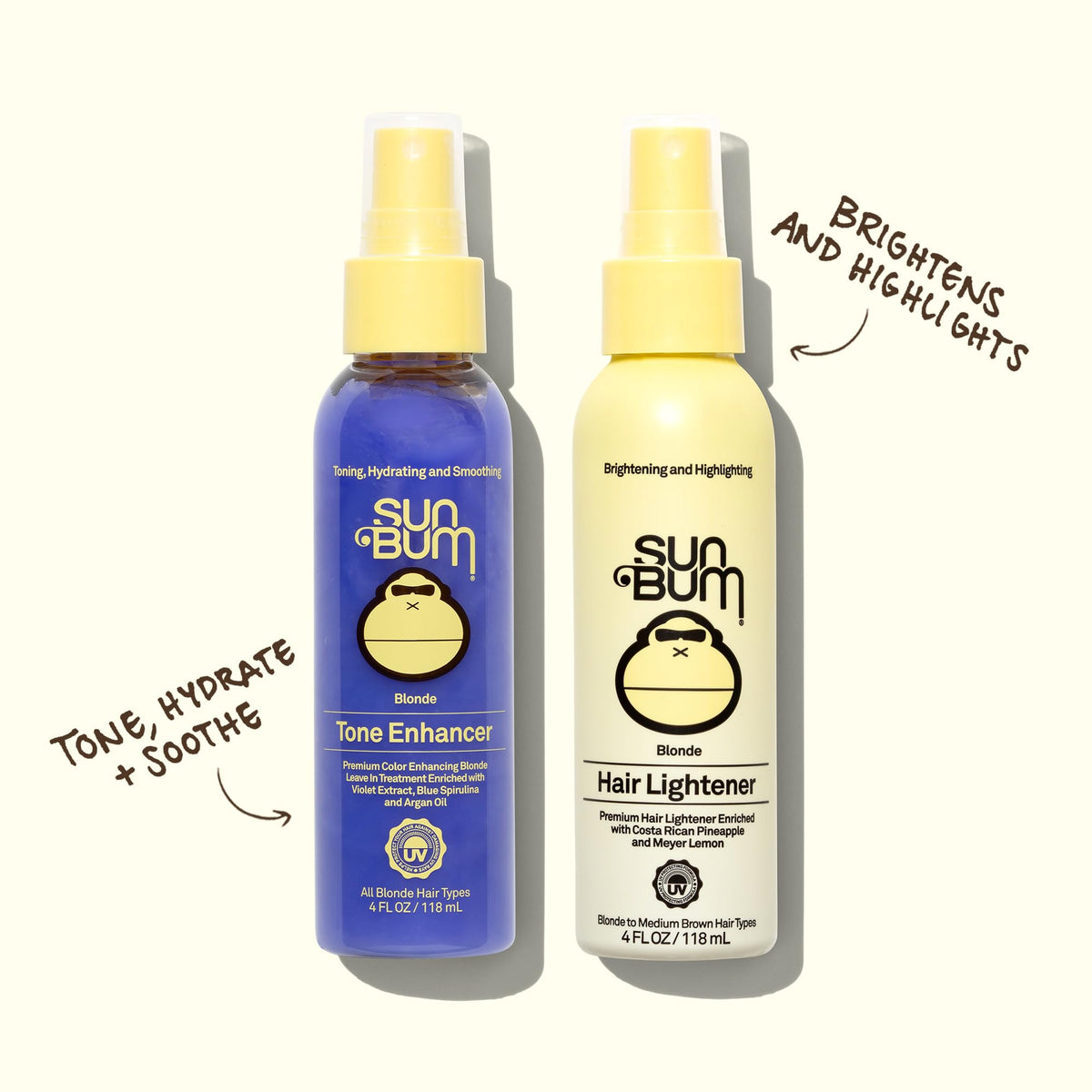 SUN BUM Hair Lightener Spray - 118 ml | Blonde to Medium Brown Hair | UV Protecting | Vegan 4