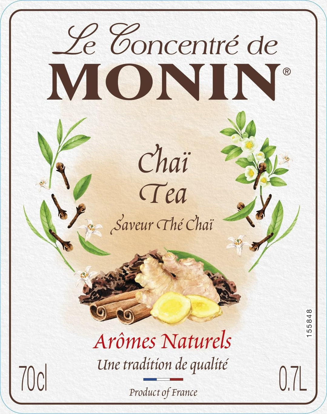 Monin Chai Tea Concentrate 700ml - Premium Beverage Syrup for Lattes, Frappes & Cocktails