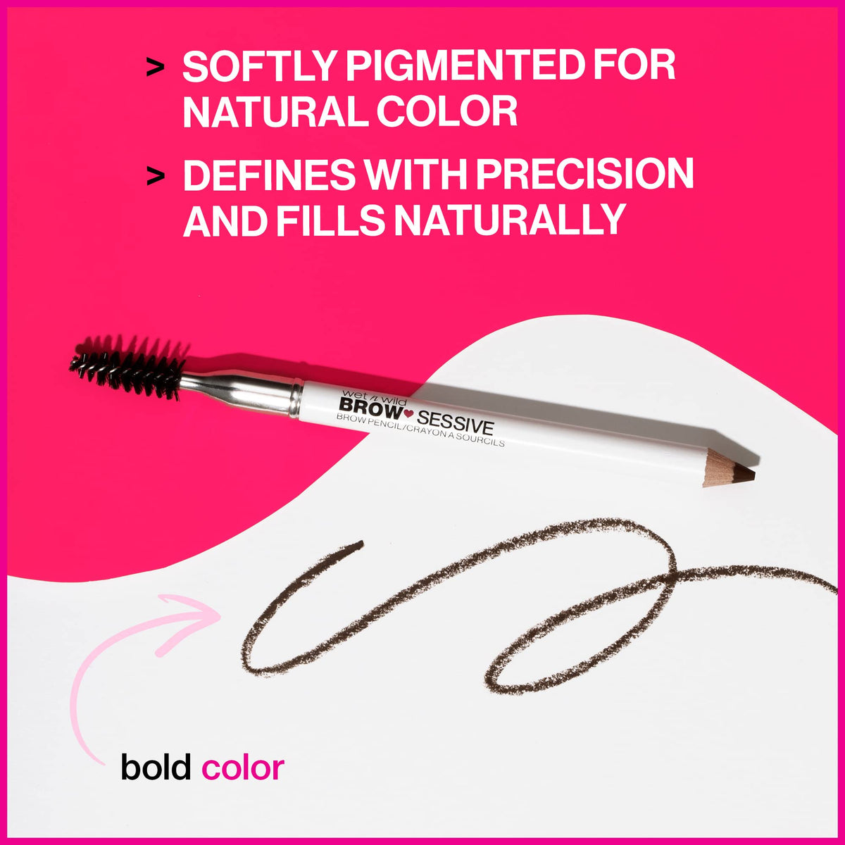 Wet n Wild Brow-Sessive Brow Pencil - Dual-Ended, Built-In Brush, Defines & Shapes | Medium Brown
