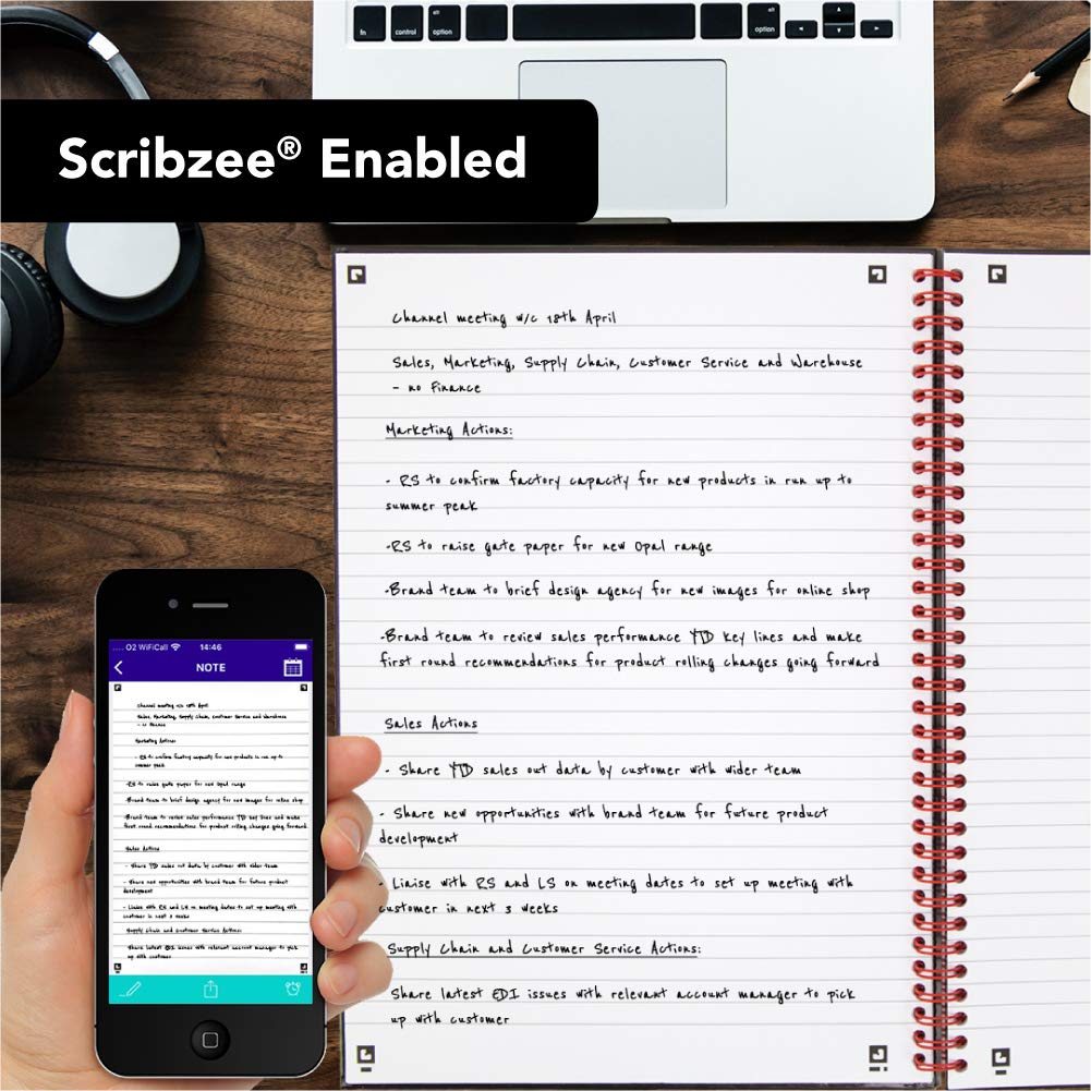 Black n' Red A5 Wirebound Notebook - 3 Pack | 140 Ruled Pages | Glossy Hardback Cover | Scribzee Enabled 6