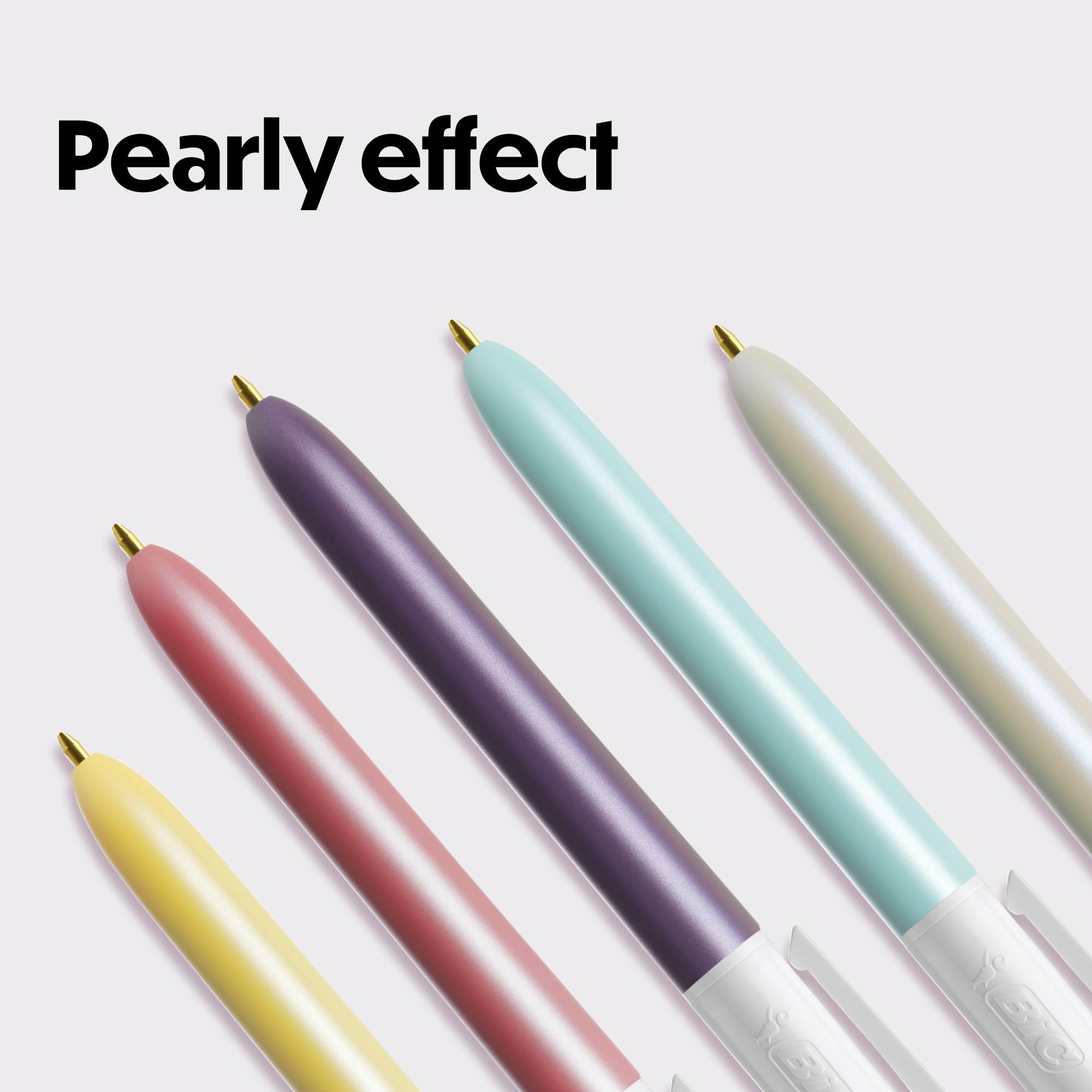 BIC 4 Colours Pearl Retractable Ballpoint Pen - Pearlescent Finish | 5 Pack 5