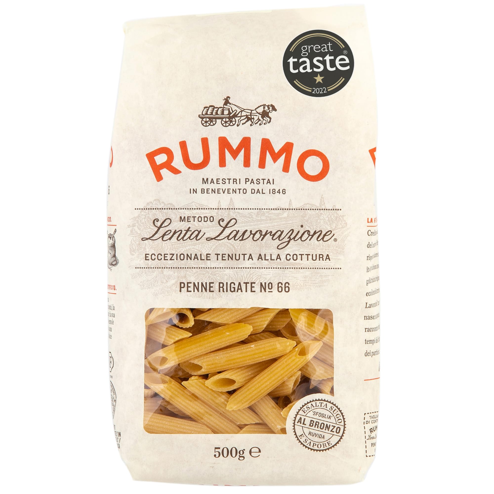 Rummo Italian Pasta - Ridged Penne Rigate No.66 | Organic Ingredients | 500g