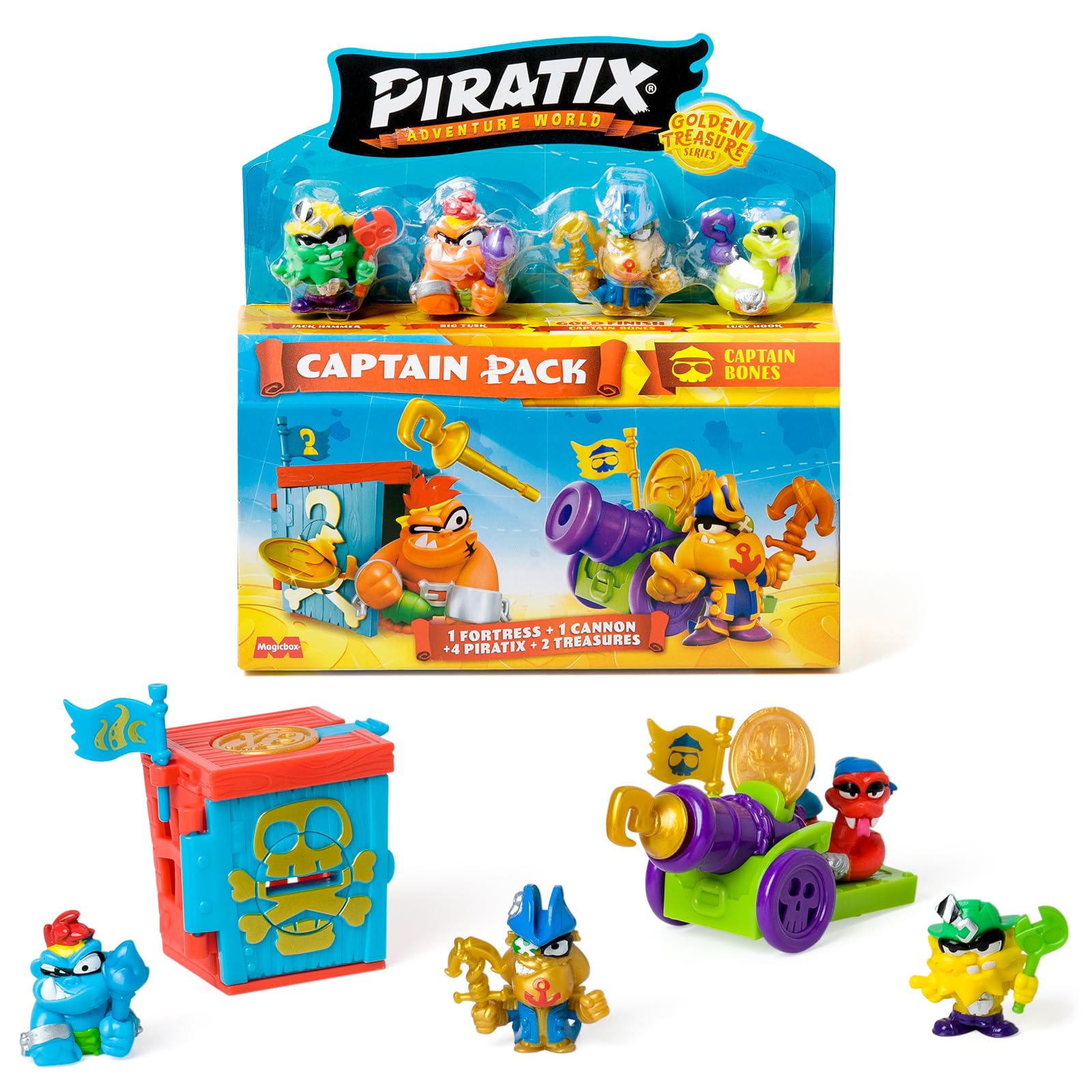 PIRATIX Golden Treasure Series – Captain Bones Captain Pack with 4 Piratix Figures 1