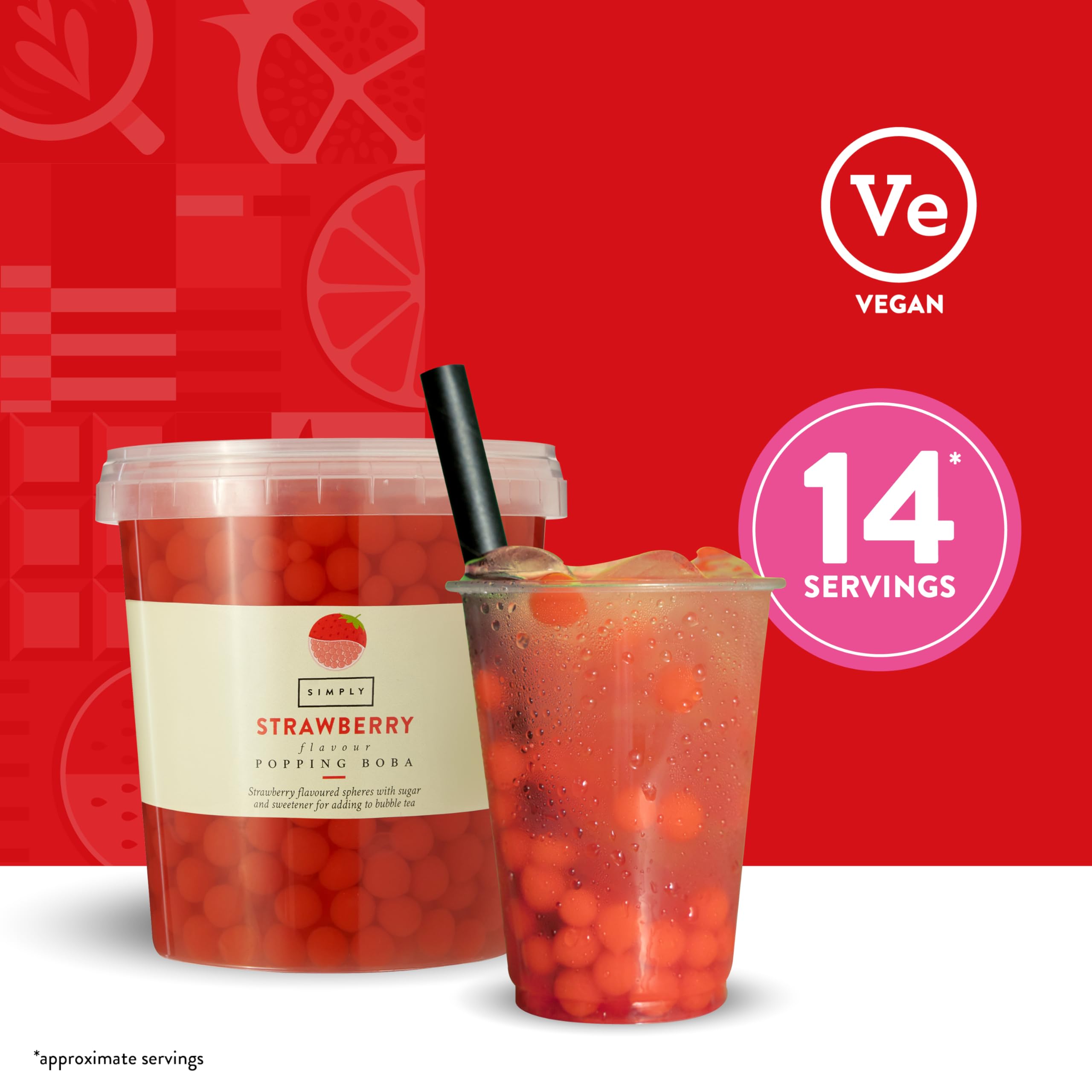 Simply Strawberry Popping Boba - Juicy Fruit Juice Flavoured Pearls for Bubble Tea & Desserts | 870g 2