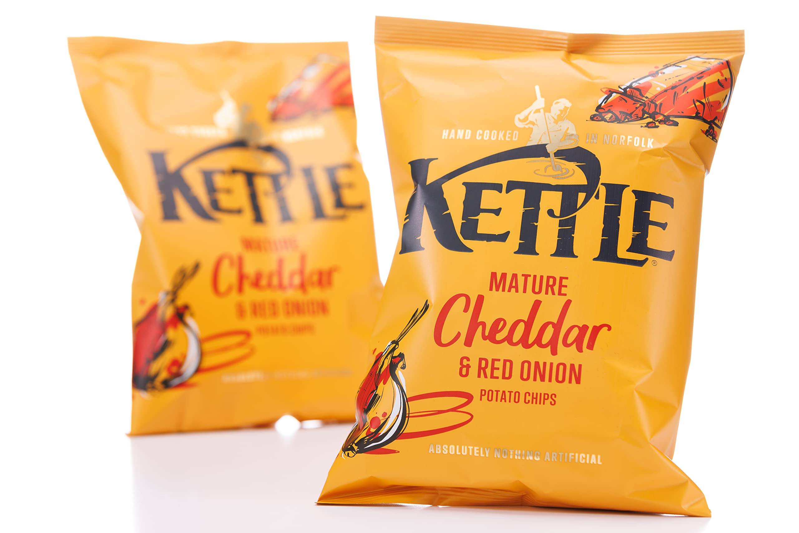 Kettle Mature Cheddar & Red Onion Chips - Hand Cooked | Gluten-Free | 130g Single Bag 2