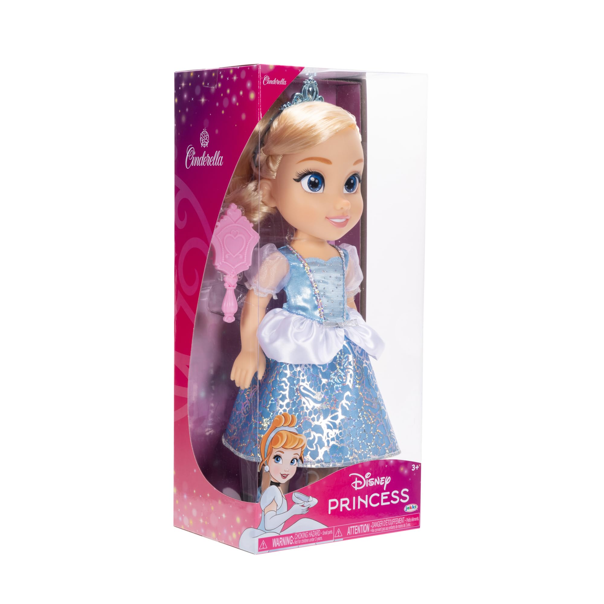 Disney Princess Cinderella Doll - 14" Articulated Doll with Platinum Holofoil Dress, Tiara, Shoes & Brush | Ages 3+ 6
