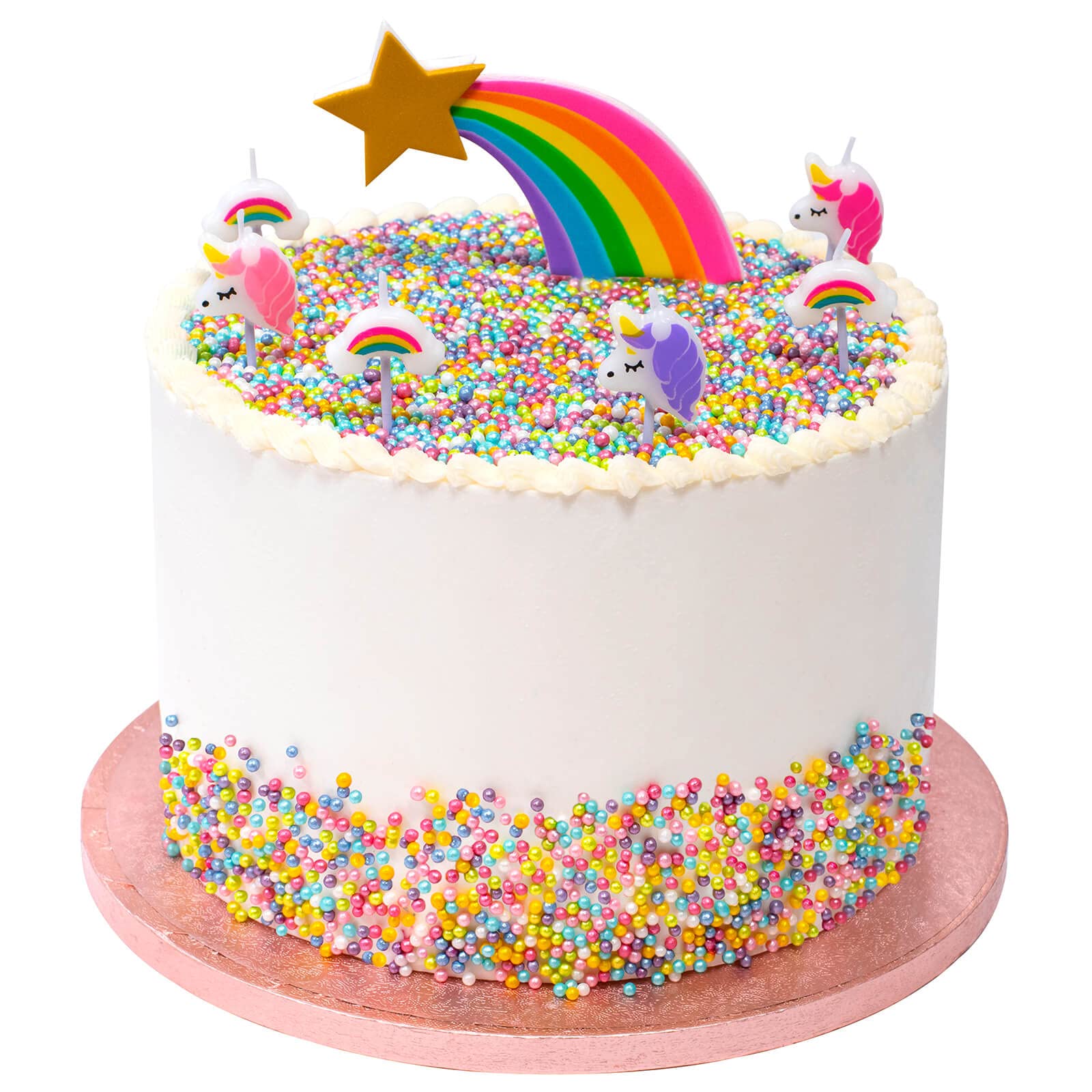 Culpitt Baked with Love Unicorn Birthday Candles - Pack of 6 Pink & Purple Unicorns with Rainbows 6