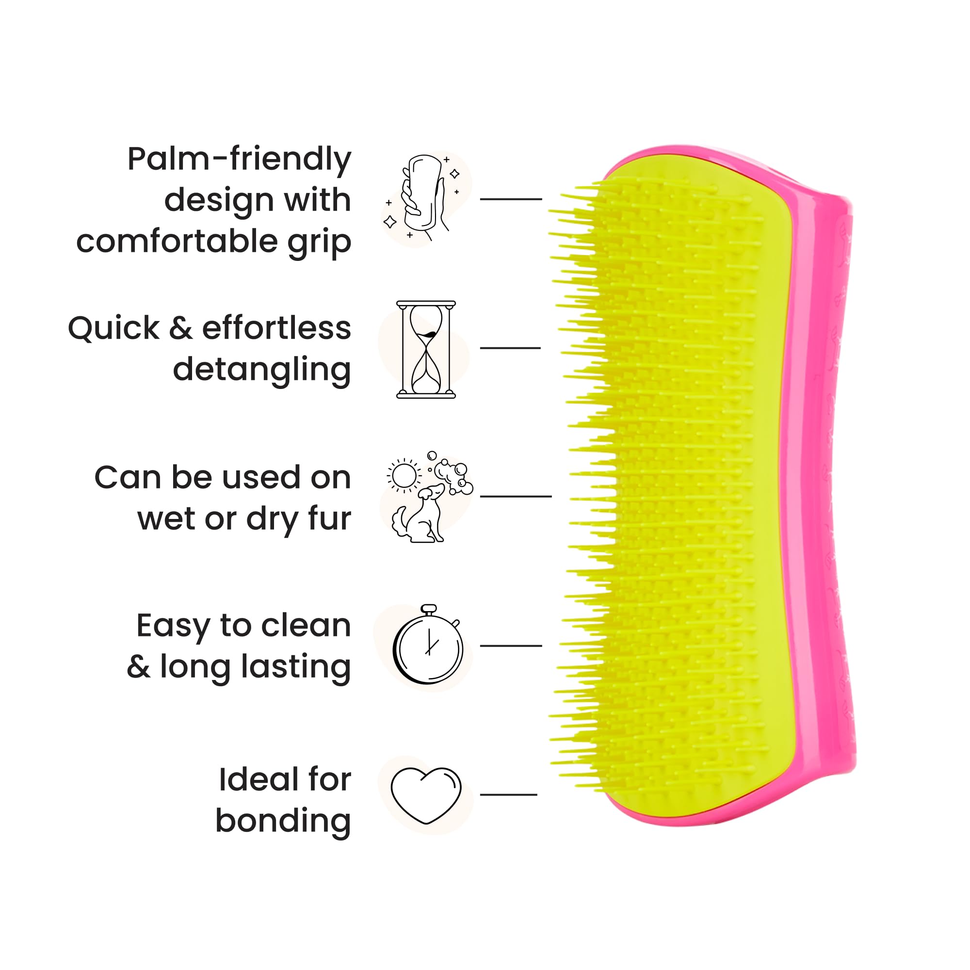 Pet Teezer Large Detangling Dog Grooming Brush - Pink & Yellow | Gentle Wet/Dry Use 5