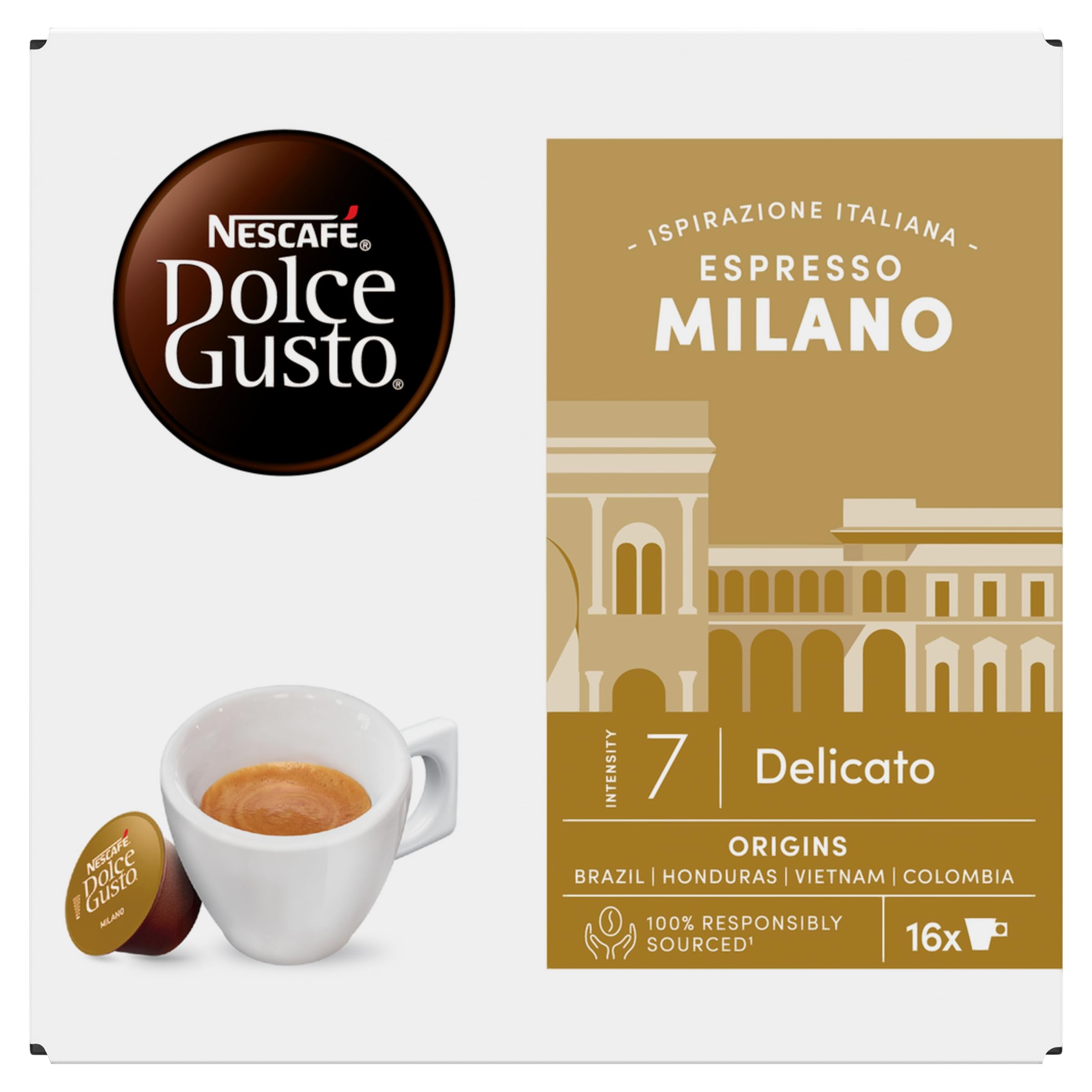 Nescafé Dolce Gusto Espresso Milano Coffee Capsules - 48 Cups (3 Packs of 16) | Roast & Ground Coffee