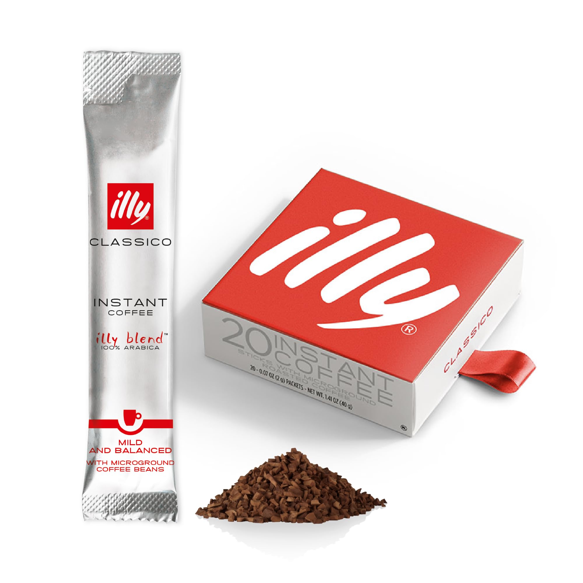 illy Classico Instant Coffee Sachets - 20 Count (40g) | 100% Arabica Medium Roast