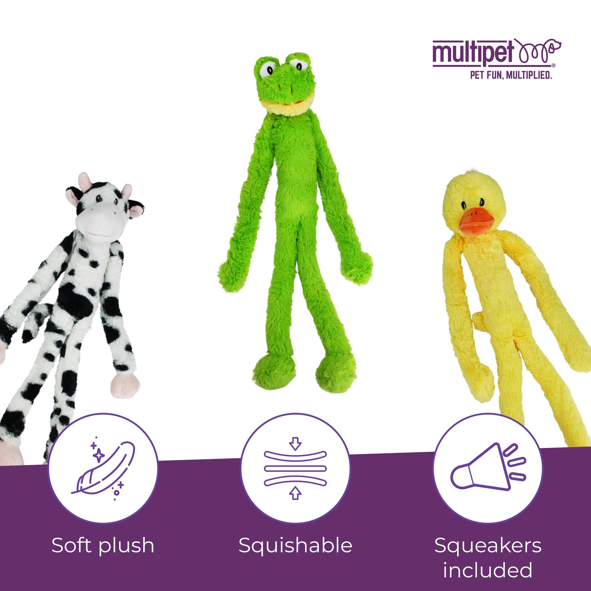 Multipet Swingin Slevin Frog Plush Dog Toy - XXL 27 Inch | Multiple Squeakers | Durable Plush 3