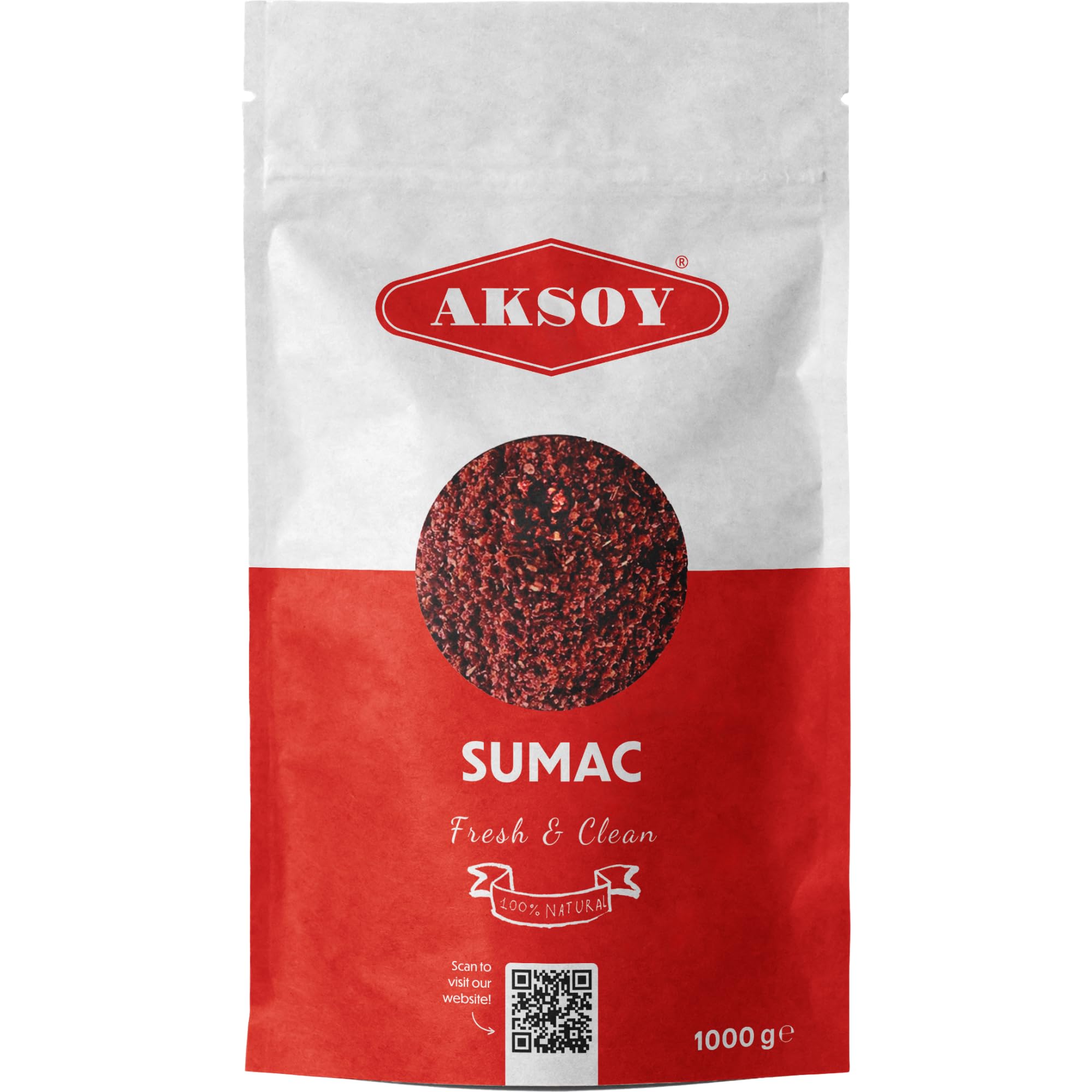 Aksoy Ground Sumac 1KG - Authentic Turkish Spice, Resealable Pouch for Freshness 1