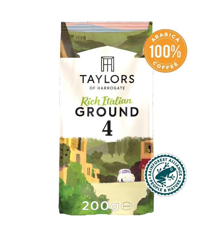 Taylors of Harrogate Rich Italian Ground Coffee (200g Pack of 6 - Total 1.2kg)