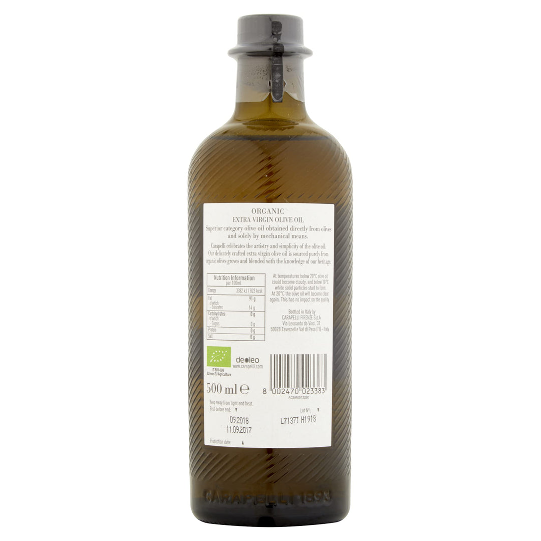 Carapelli Organic Extra Virgin Olive Oil, 500ml Glass Bottle
