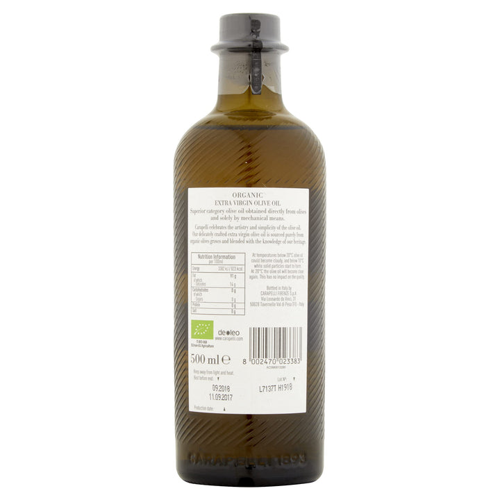 Carapelli Organic Extra Virgin Olive Oil, 500ml Glass Bottle