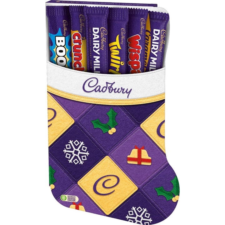 Cadbury Festive Stocking Chocolate Selection Box - 6 Assorted Dairy Milk Bars, Christmas Gift