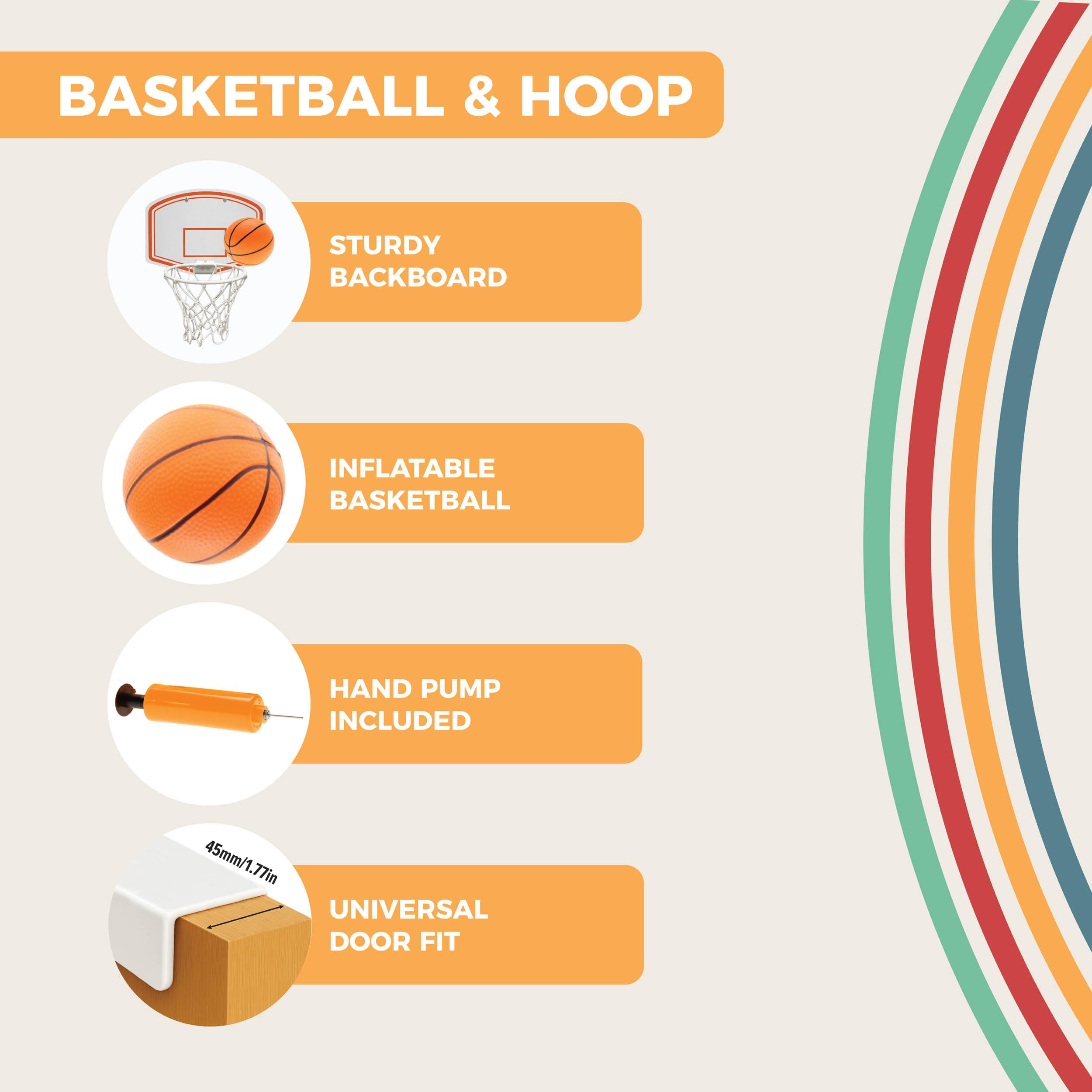 Mookie Activo Kids Indoor Basketball Hoop Set with Ball | Easy Setup | Develops Coordination 3