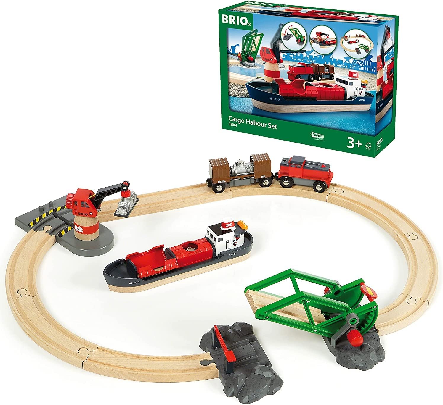 BRIO World Harbour Cargo Train Set - Wooden Playset for Kids 3 Years and Up 1