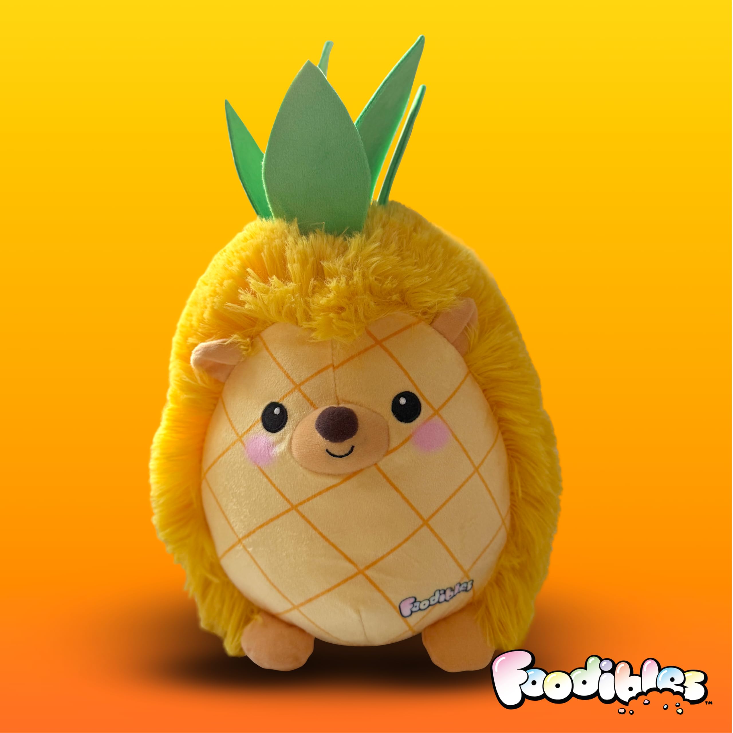 FOODIBLES Pineapple Hedgehog Soft Cuddly Scented Plush Toy | Approx. 20cm High | Recycled Materials 5